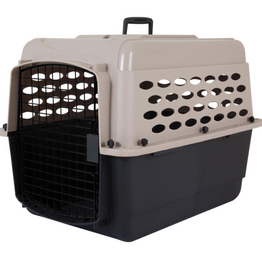 Petmate Petmate Vari Plastic Travel Dog Kennel 28 inch, Small/Medium Dog Crate for Pets 20-30 lbs  Taupe/Black