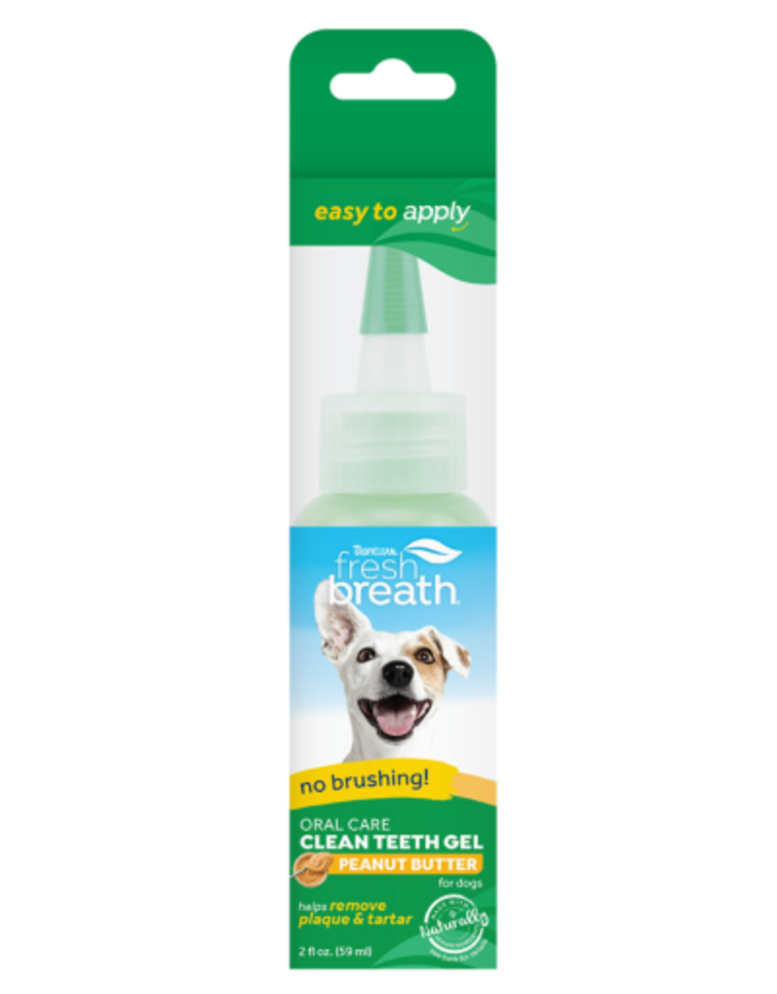 TropiClean Fresh Breath No Brushing Peanut Butter Flavor Clean Teeth Dental & Oral Care Gel for Dogs  2oz - A