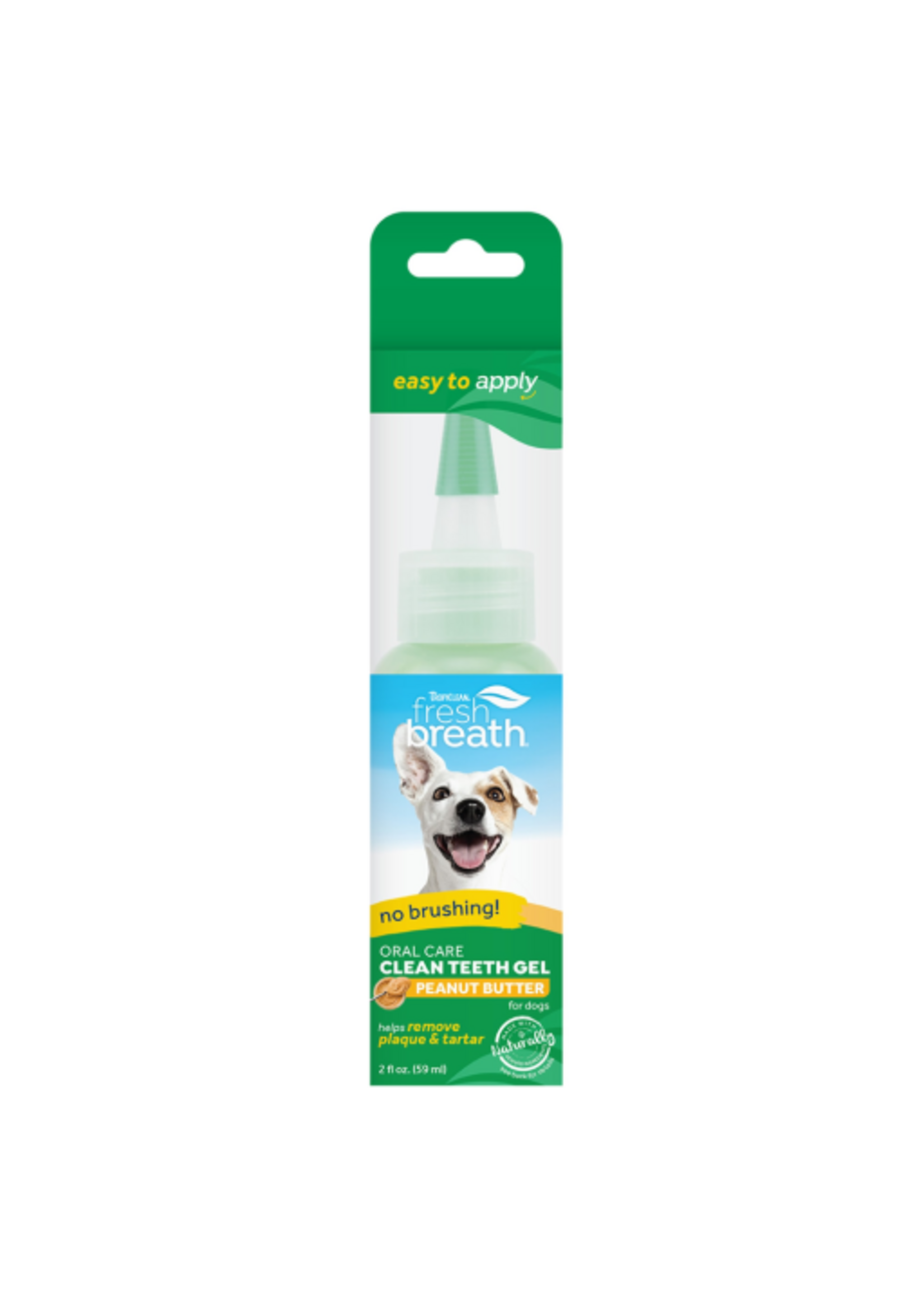TropiClean Fresh Breath No Brushing Peanut Butter Flavor Clean Teeth Dental & Oral Care Gel for Dogs  2oz - A