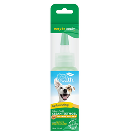 TropiClean Fresh Breath No Brushing Peanut Butter Flavor Clean Teeth Dental & Oral Care Gel for Dogs  2oz - A