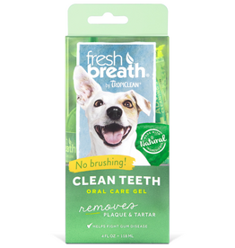 TropiClean Fresh Breath No Brushing Clean Teeth Dental & Oral Care Gel for Dogs, 4oz - A