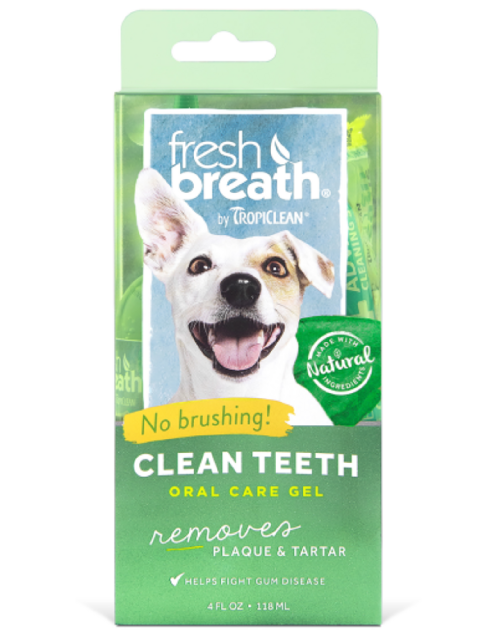 TropiClean Fresh Breath No Brushing Clean Teeth Dental & Oral Care Gel for Dogs, 4oz - A