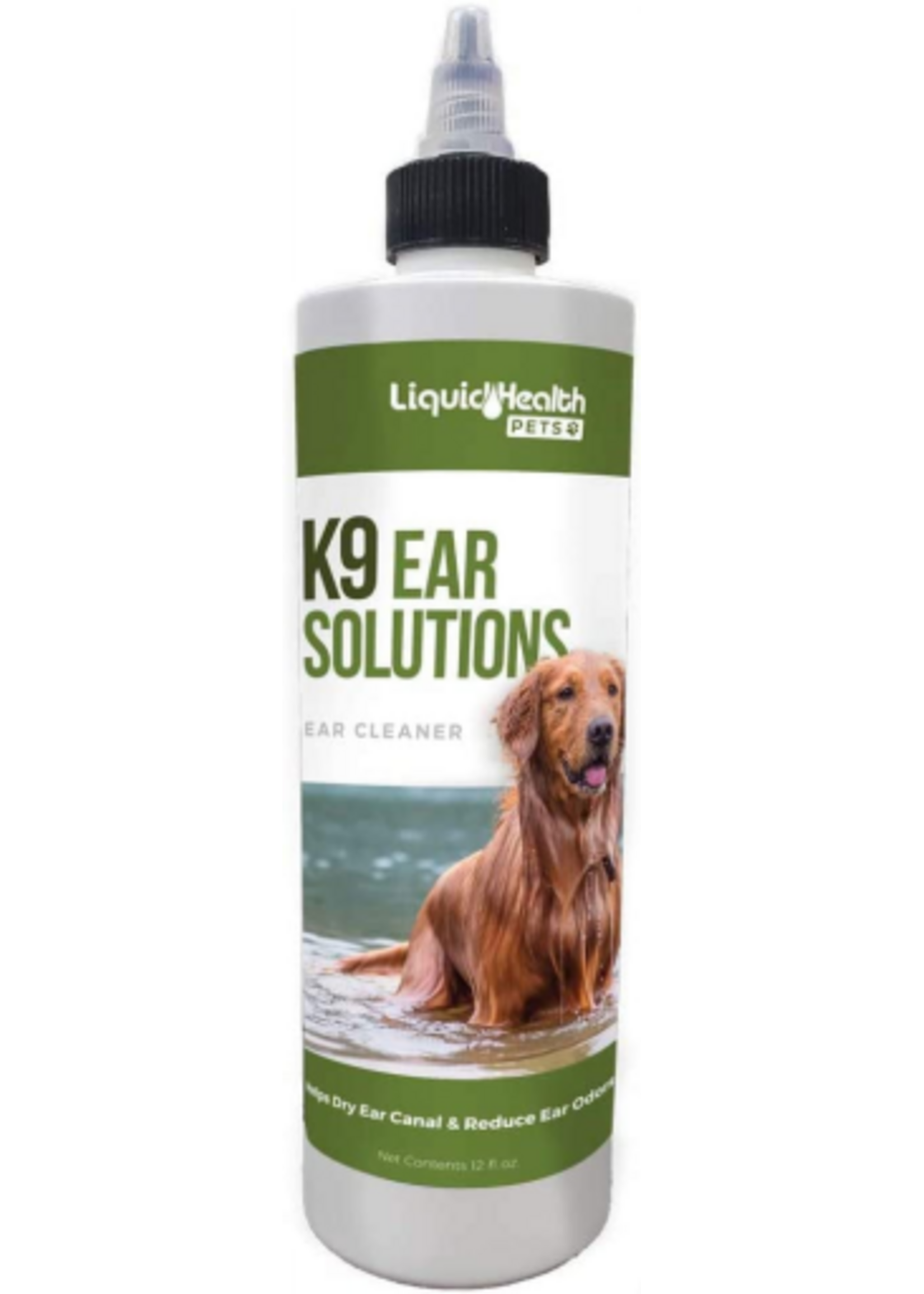Liquid Health K9 Dog Ear Cleaner Solution Ear Cleaning Drops with Boric Acid - 12 fl Oz