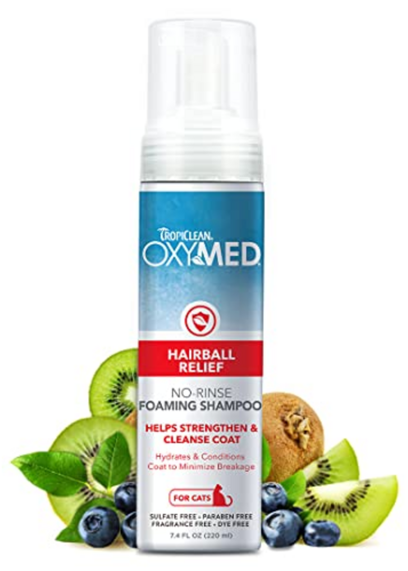 Tropiclean Oxymed Foaming Shampoo Hairball Relief for Cats 7.4 oz