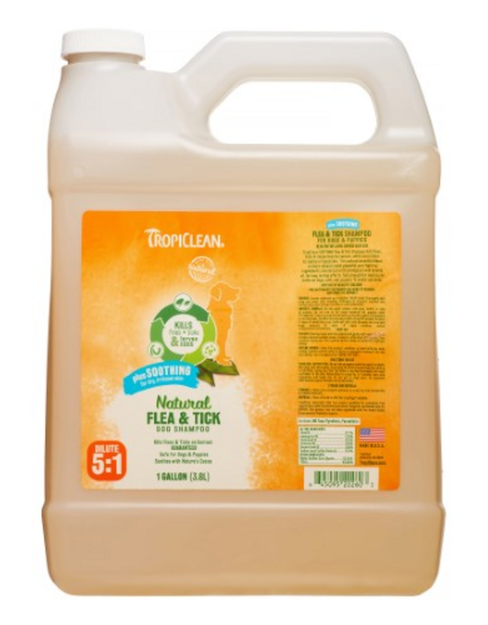 TropiClean Soothing Natural Flea and Tick Dog Shampoo with Clove Oil and Lemongrass - 1 Gallon