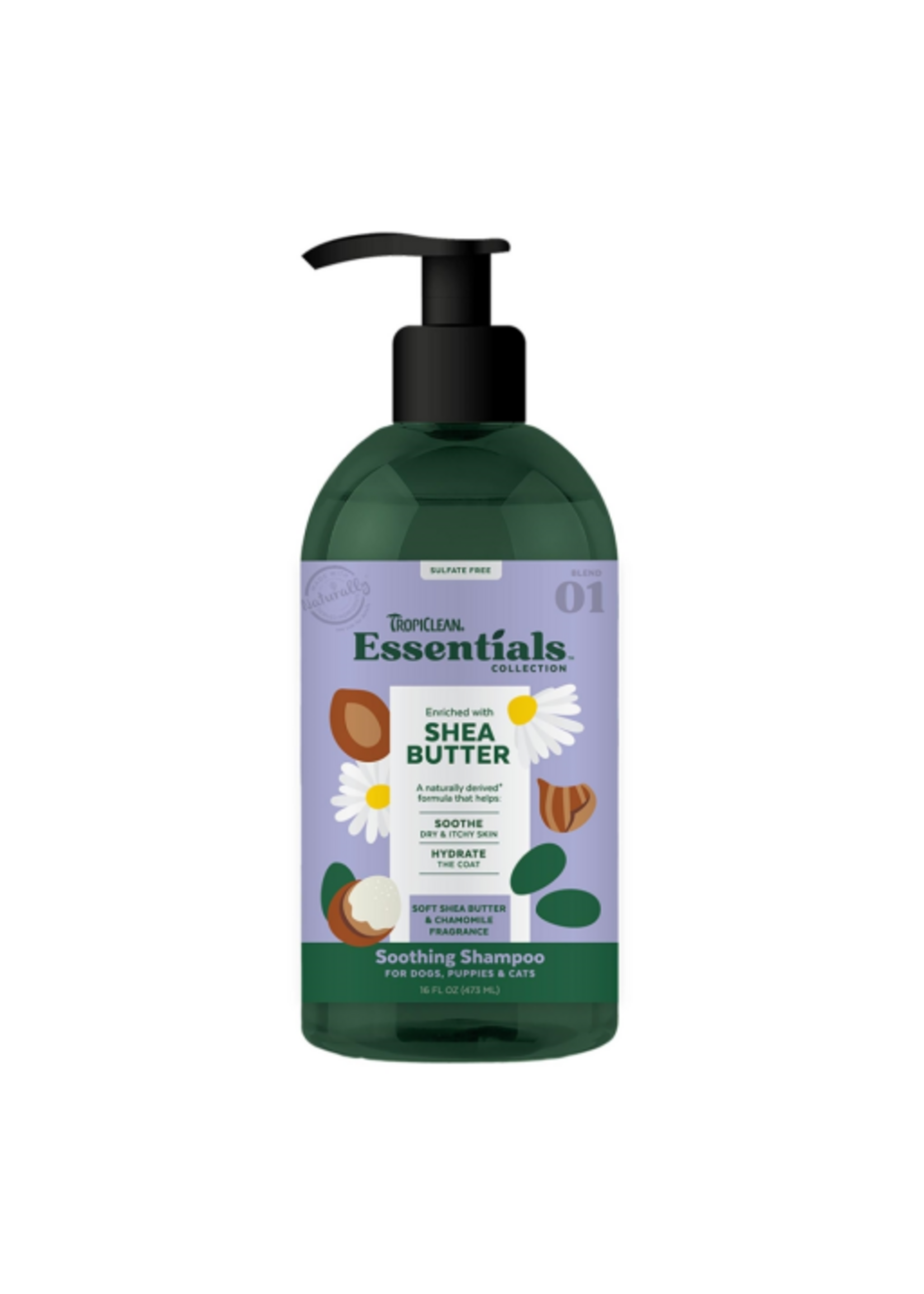 TropiClean Essentials Shea Butter Shampoo for Dogs, Puppies & Cats - 16 oz