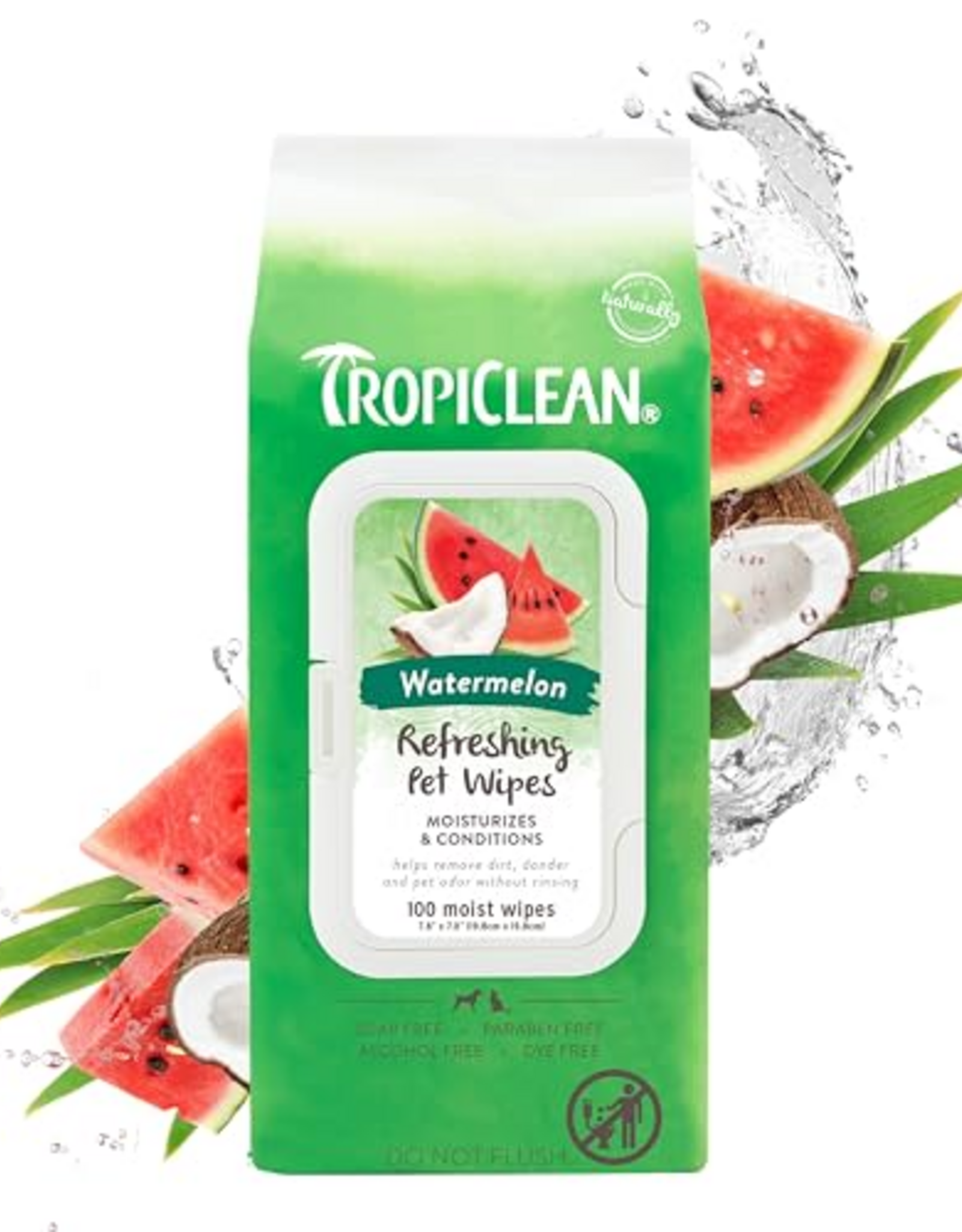 TropiClean Watermelon Dog Wipes for Paws & Butt - 100 Count