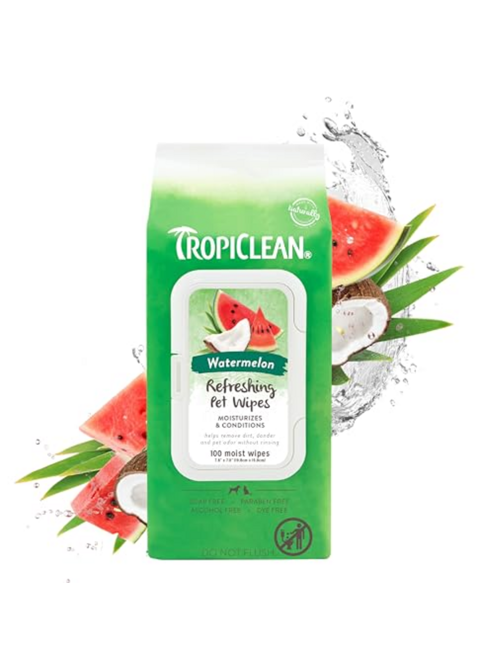 TropiClean Watermelon Dog Wipes for Paws & Butt - 100 Count