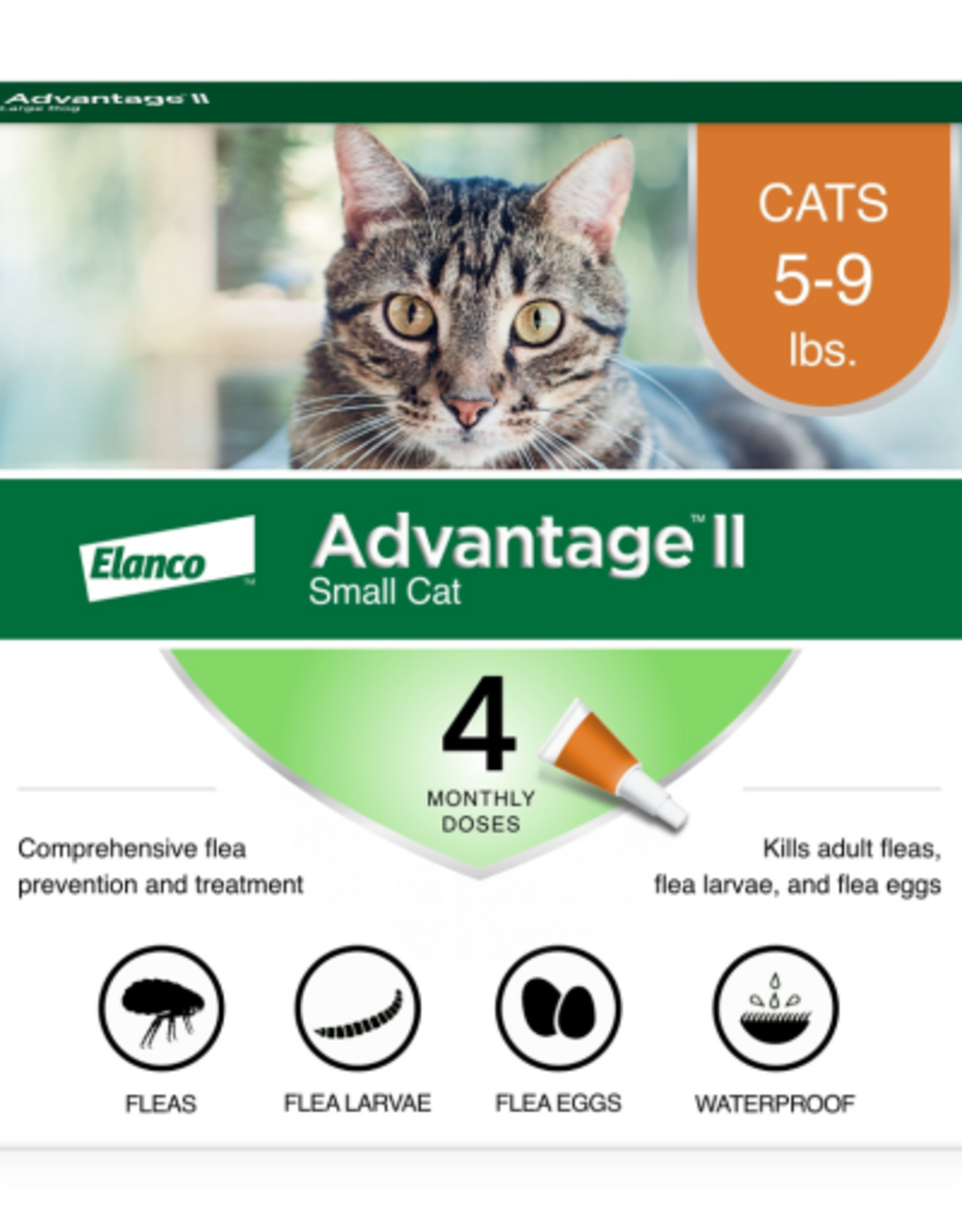 Advantage II Advantage II Vet-Recommended Flea Prevention for Small Cats 5-9 lbs  4-Monthly Treatments