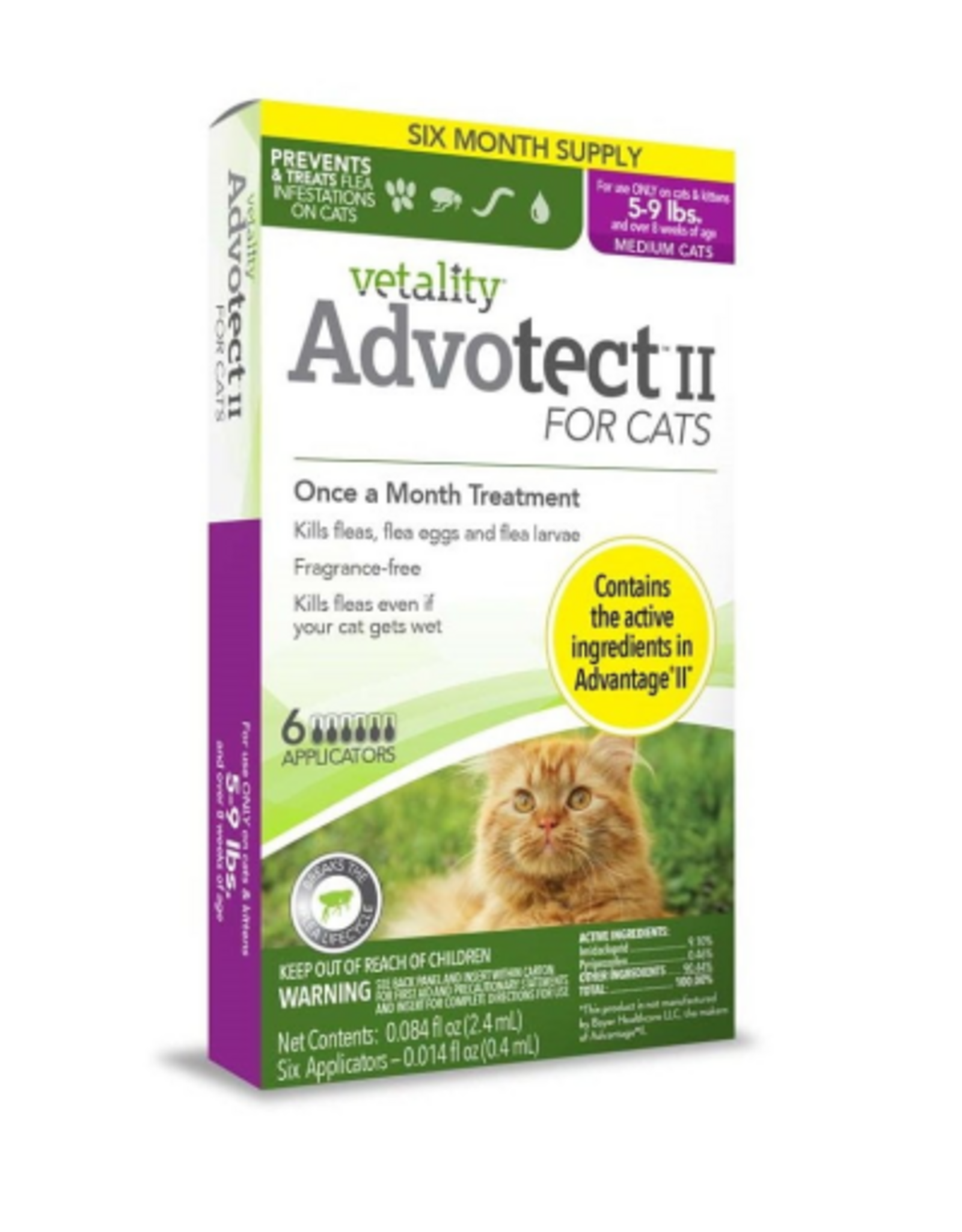 Vetality Vetality Advotect II Cat Flea Treatment Cats 5-9 lb - 6 Doses