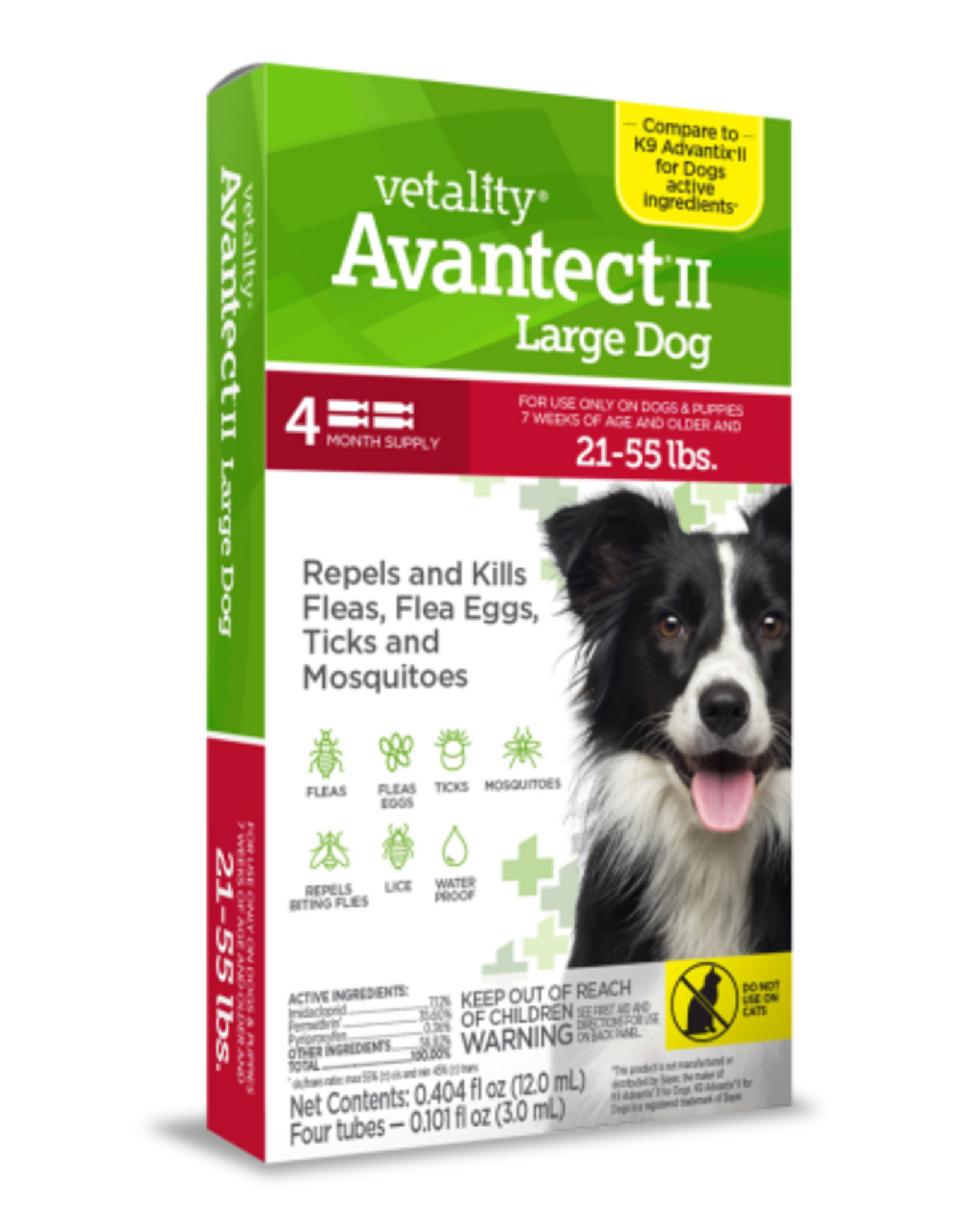 Vetality Vetality Avantect II Flea and Tick Prevention for Large Dogs  21-55 lbs 4 Doses