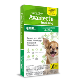 Vetality Vetality Avantect II Flea and Tick Prevention for Small Dogs  4-10 lbs 4 Doses