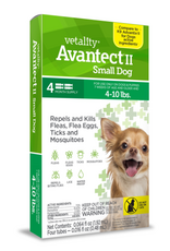 Vetality Vetality Avantect II Flea and Tick Prevention for Small Dogs  4-10 lbs 4 Doses
