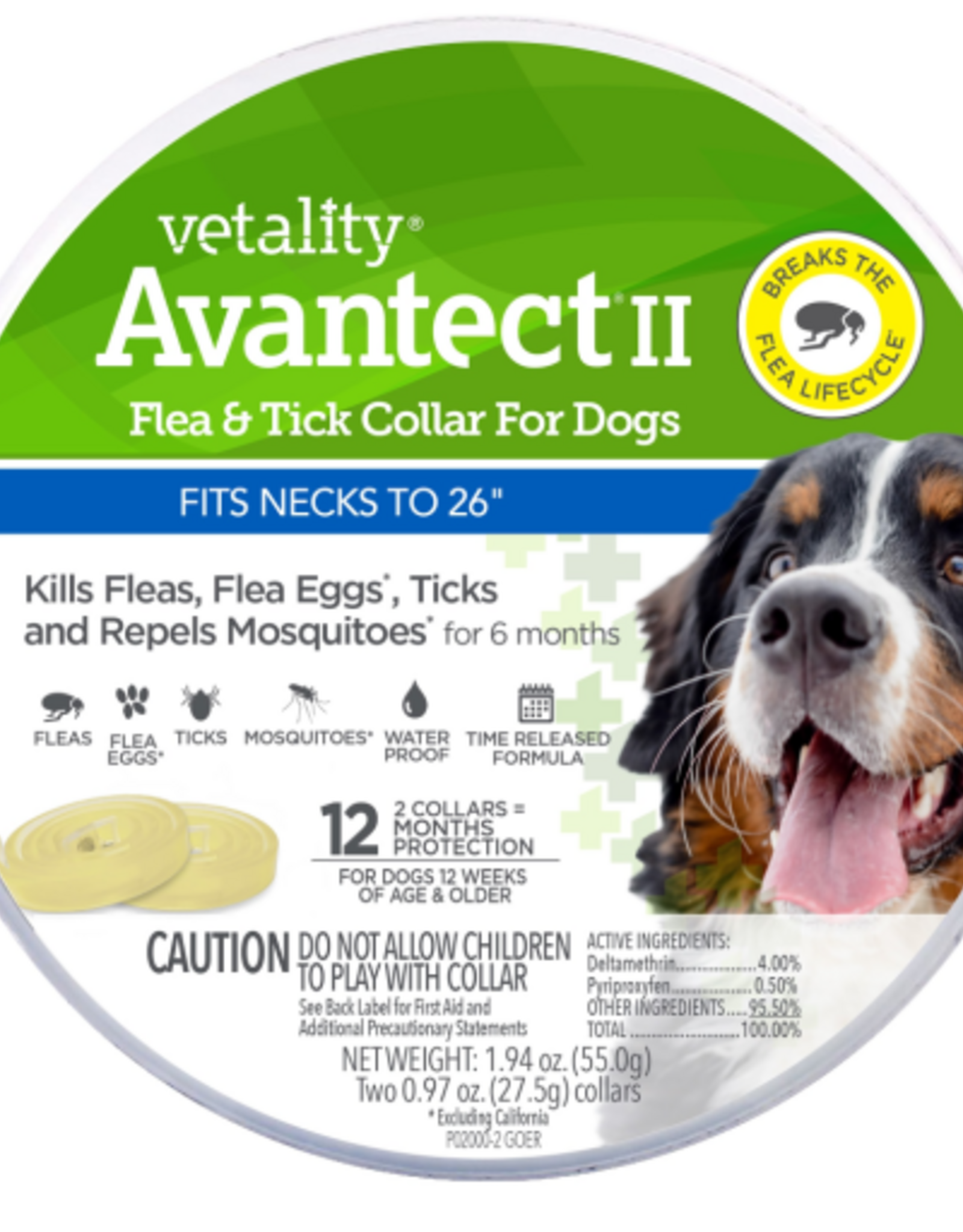 Vetality Vetality Avantect II Flea & Tick Collar for Dogs 26 in - 2 Count