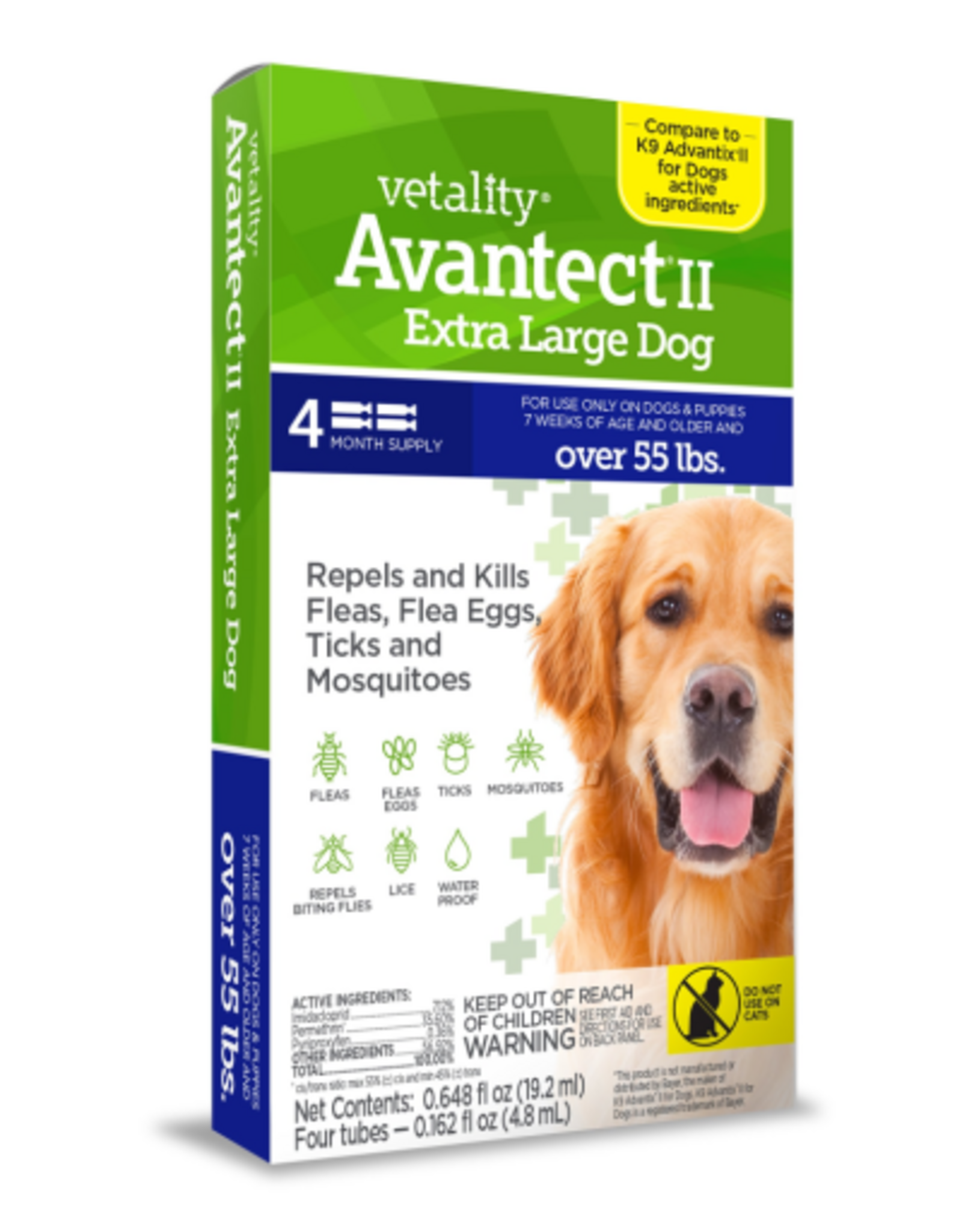 Vetality Vetality Avantect II Flea and Tick Prevention for Extra Large Dogs  > 55 lbs 4 Doses