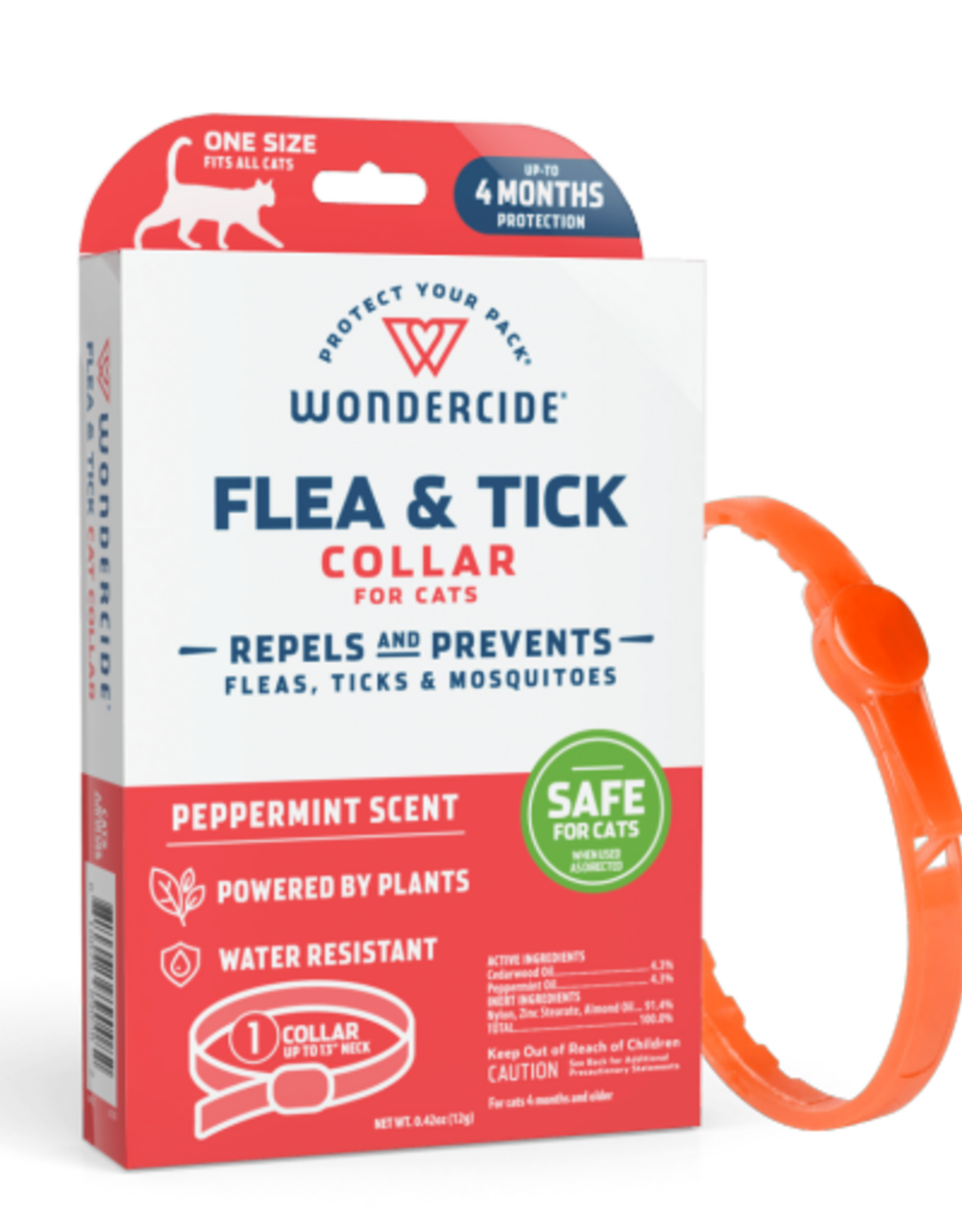 Wondercide Wondercide Flea & Tick Collar for Cats with Natural Essential Oils, 6.1 IN, Orange