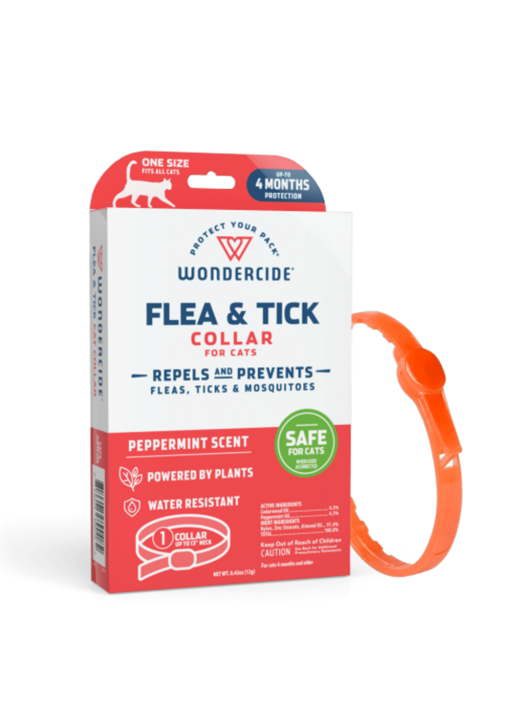 Wondercide Wondercide Flea & Tick Collar for Cats with Natural Essential Oils, 6.1 IN, Orange