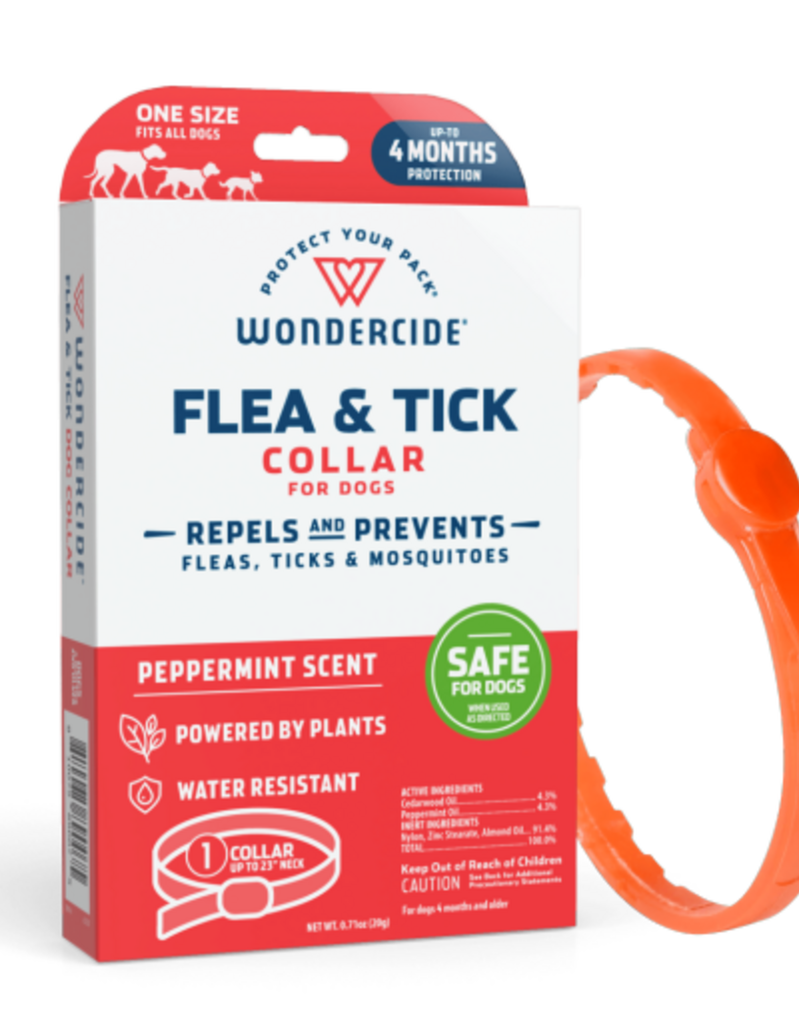 Wondercide Wondercide Flea & Tick Collar for Dogs with Natural Essential Oils, 6.1 IN, Orange