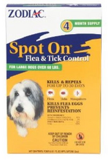Farnam Zodiac Spot on Flea & Tick Controller for Dogs >60 lbs - 4 Pack