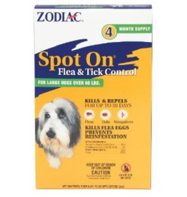 Farnam Zodiac Spot on Flea & Tick Controller for Dogs >60 lbs - 4 Pack