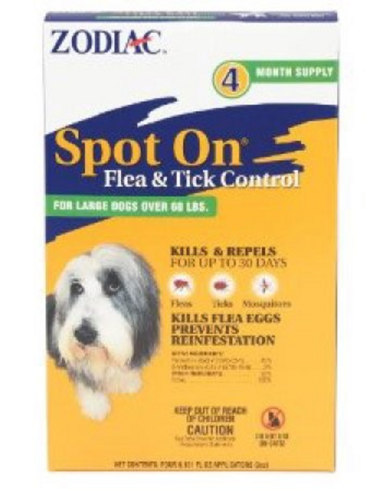 Farnam Zodiac Spot on Flea & Tick Controller for Dogs >60 lbs - 4 Pack