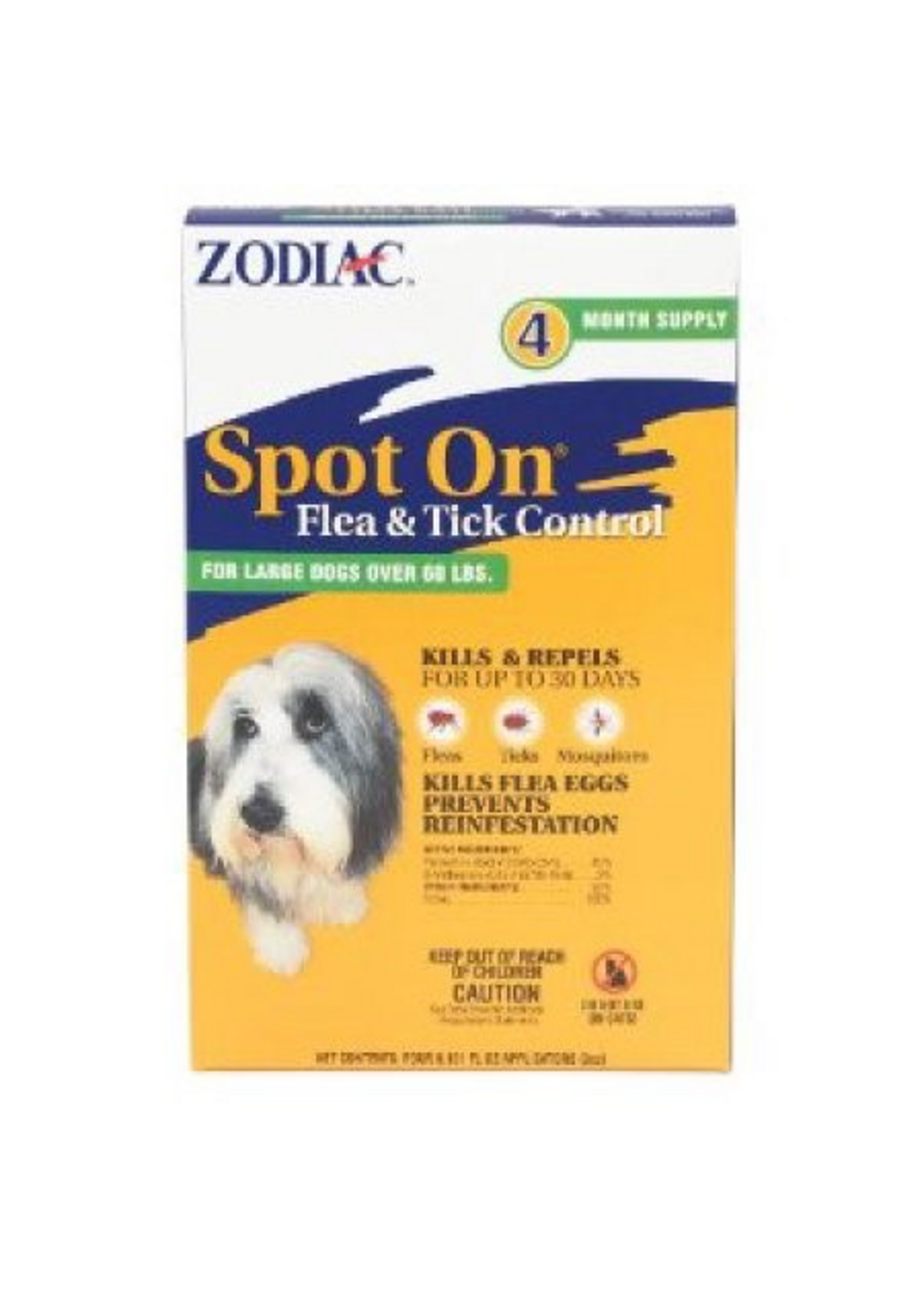Farnam Zodiac Spot on Flea & Tick Controller for Dogs >60 lbs - 4 Pack