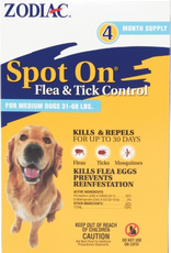 Farnam Zodiac Spot on Flea & Tick Controller for Dogs 31-60 lbs - 4 Pack
