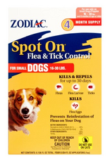 Farnam Zodiac Spot on Flea & Tick Controller for Dogs  Small Dogs 16-30 lbs - 4 Pack