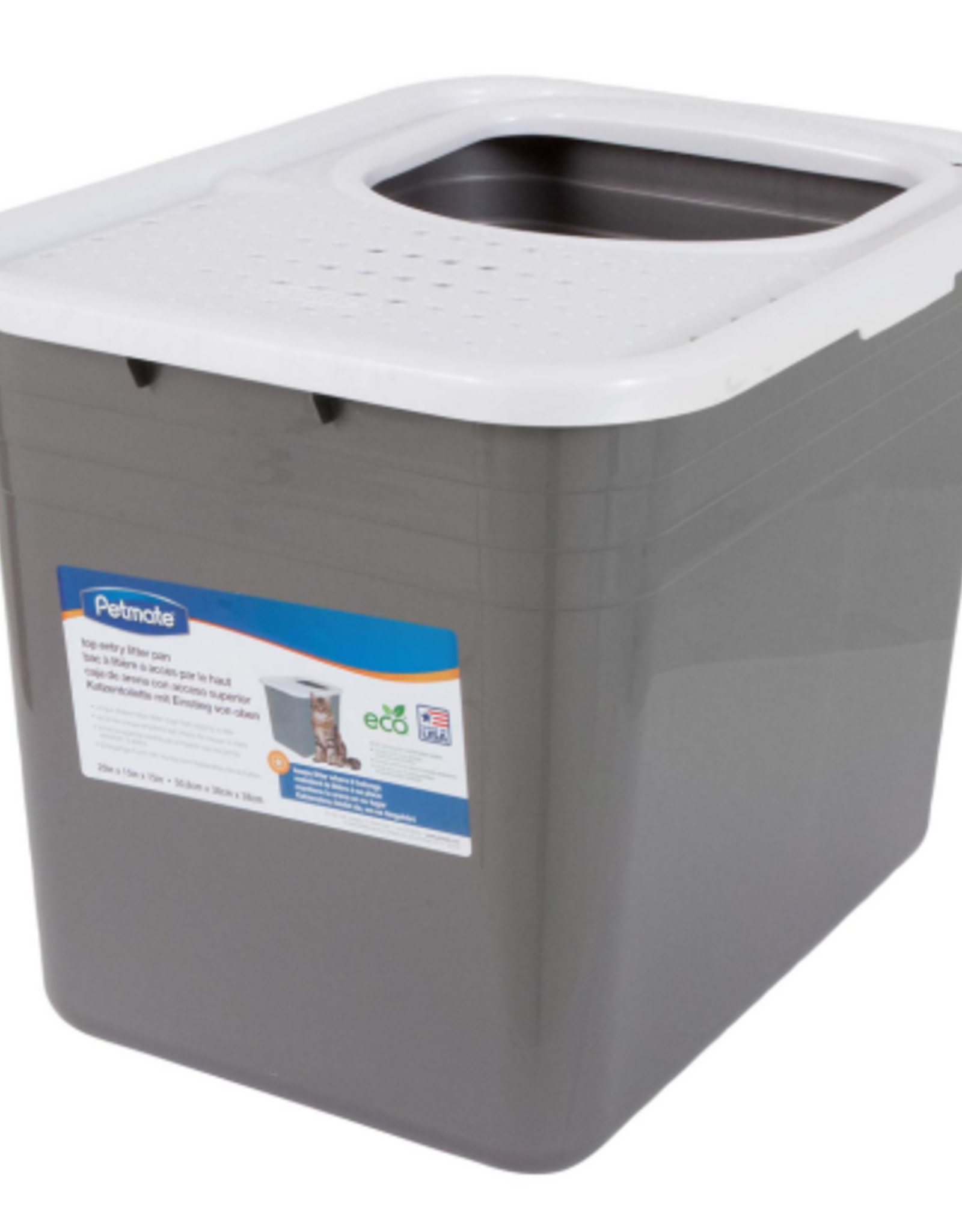 Petmate Petmate Top Entry Cat Litter Pan 15 Open Plastic Cat Litter Box Silver