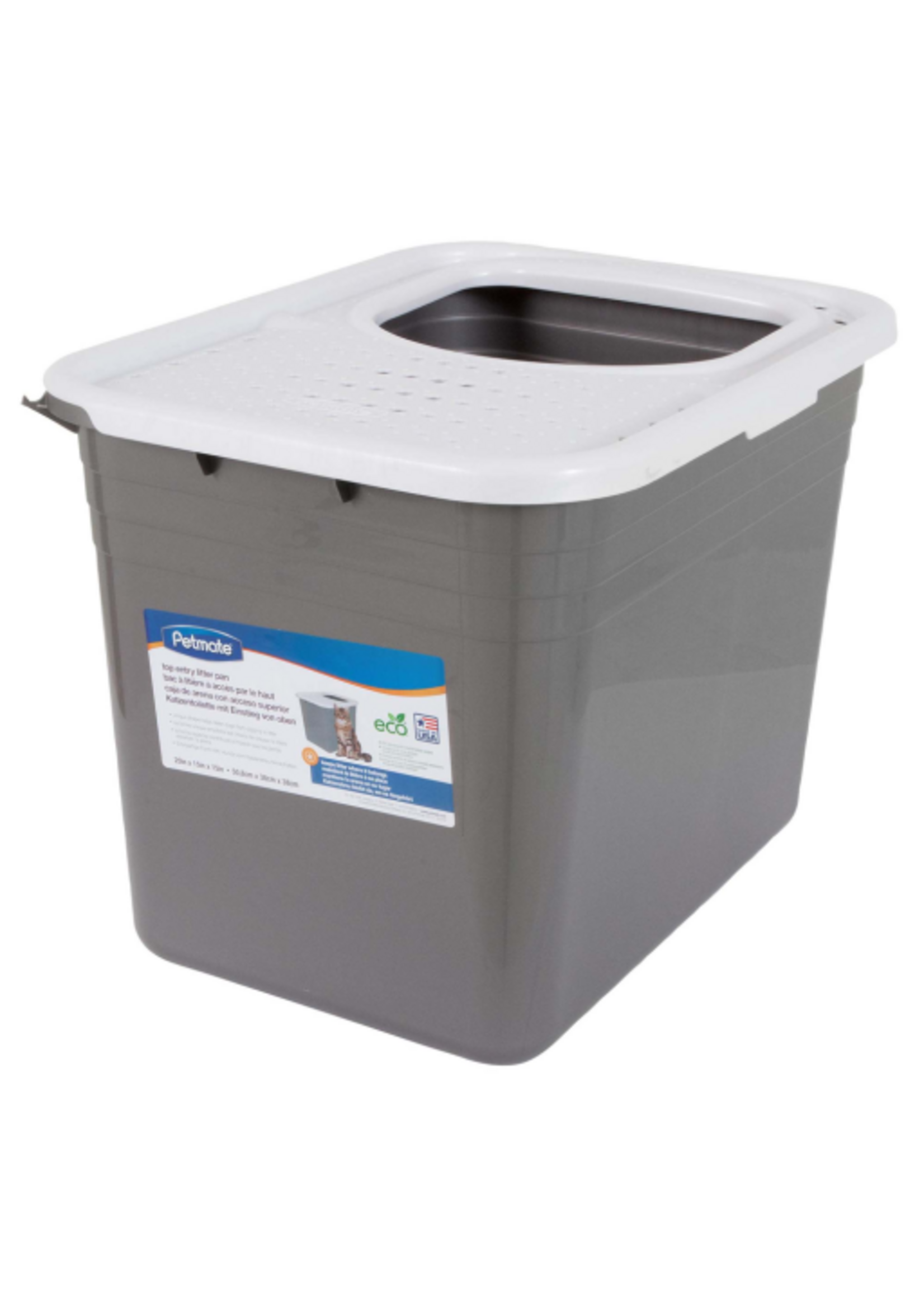 Petmate Petmate Top Entry Cat Litter Pan 15 Open Plastic Cat Litter Box Silver
