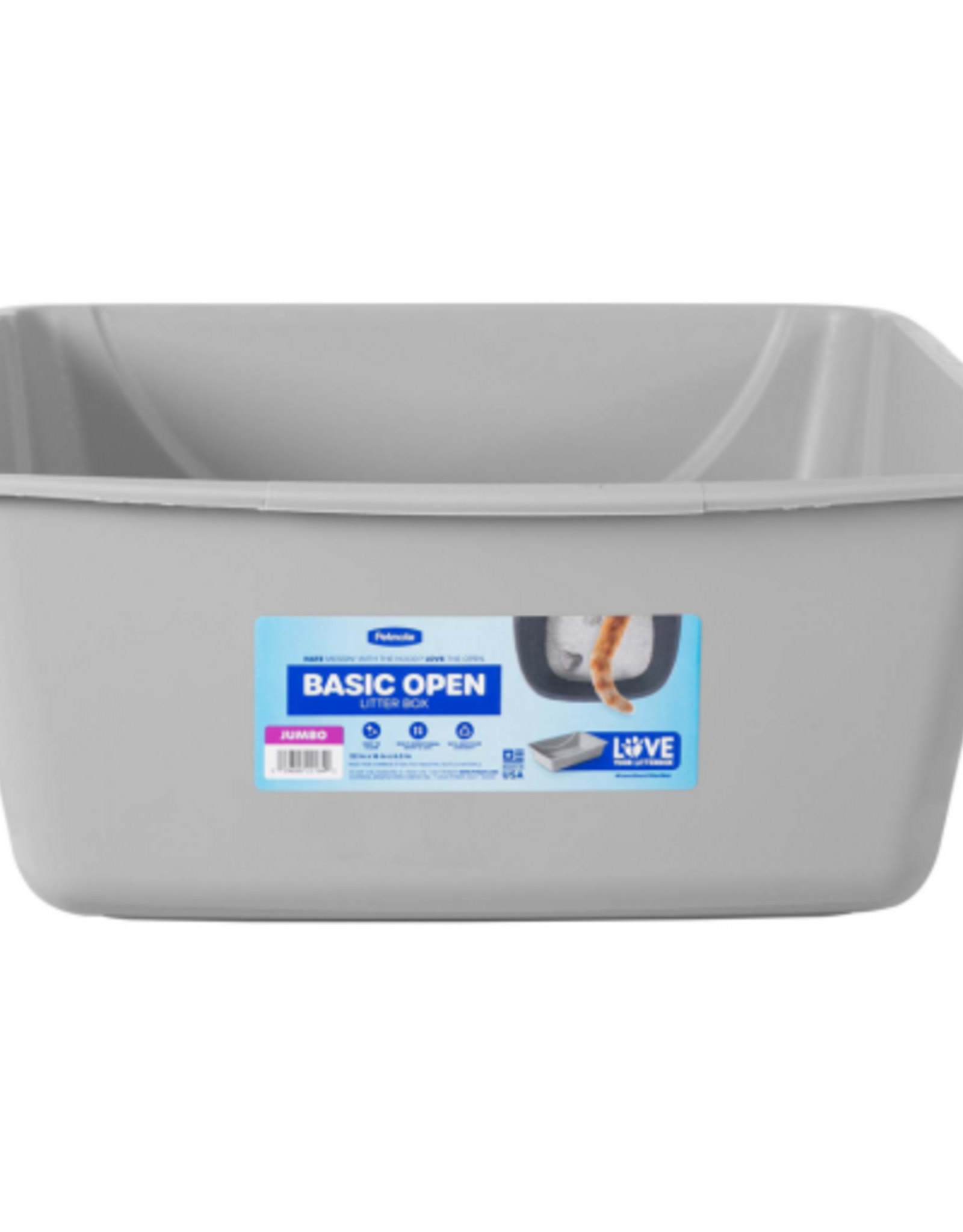 Petmate Petmate Basic Open Top Cat Litter Pan Plastic Cat Litter Box  - Jumbo, Gray