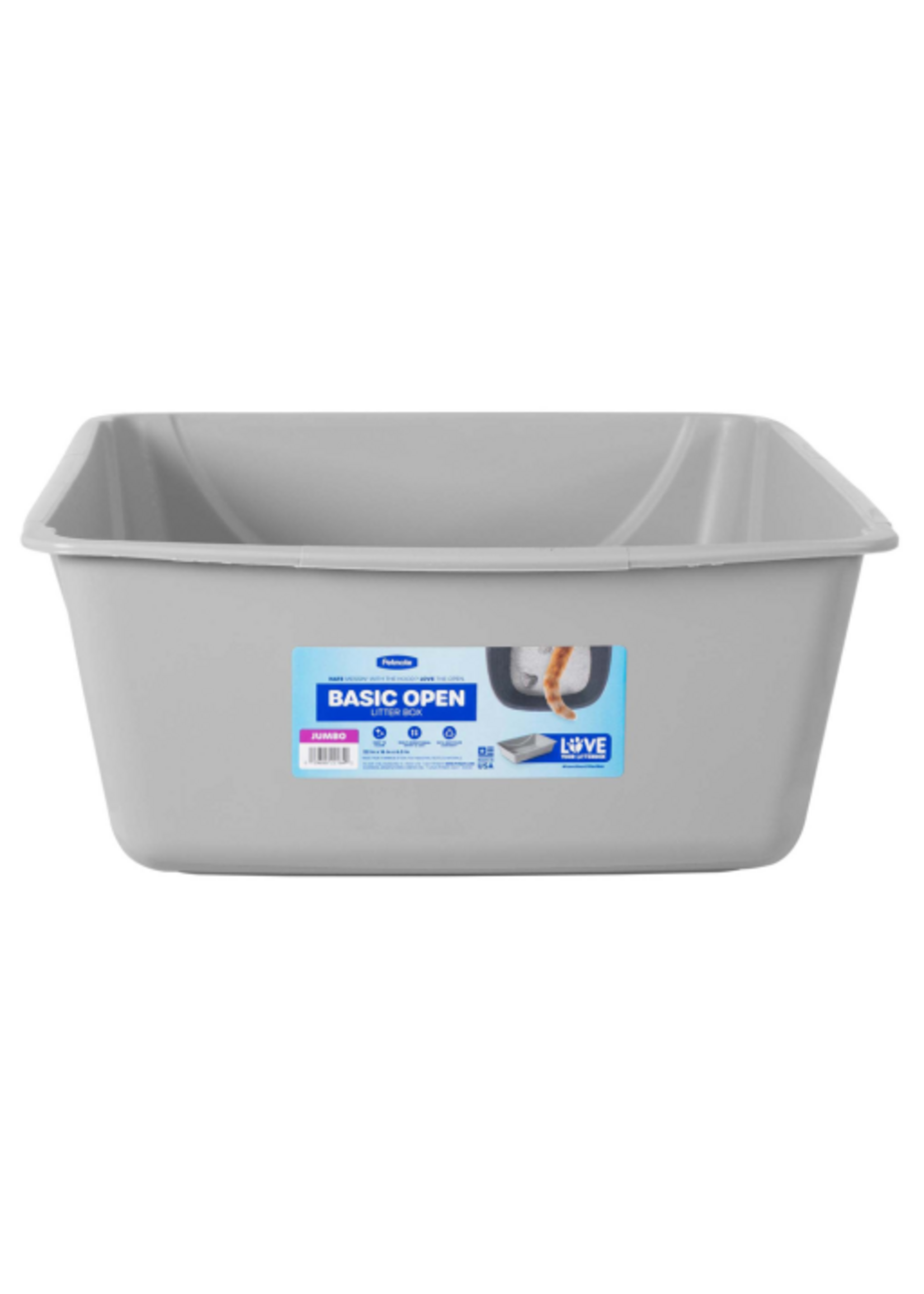 Petmate Petmate Basic Open Top Cat Litter Pan Plastic Cat Litter Box  - Jumbo, Gray