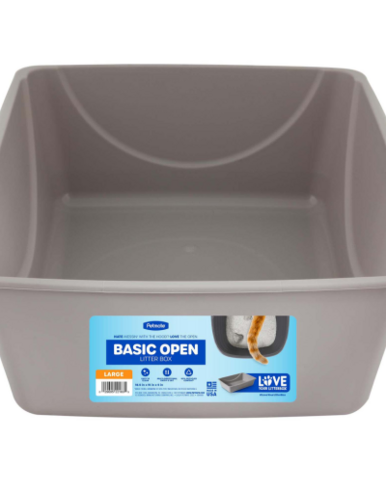 Petmate Petmate Basic Open Top Entry Cat Litter Pan Plastic Rimmed Box - Large, Gray