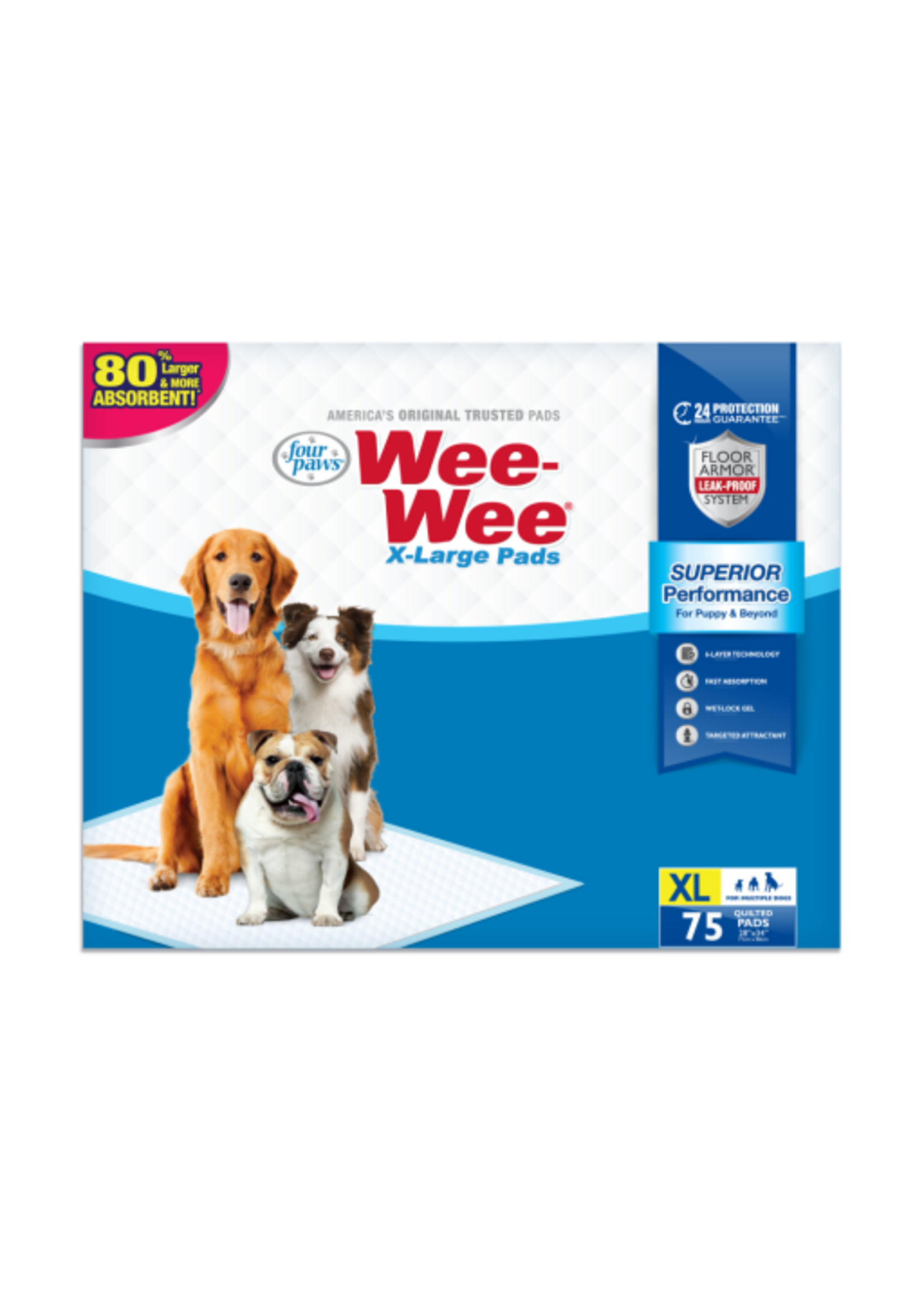Four Paws Wee-Wee Superior Potty Training Dog & Puppy Pads - X-Large, 75 Count