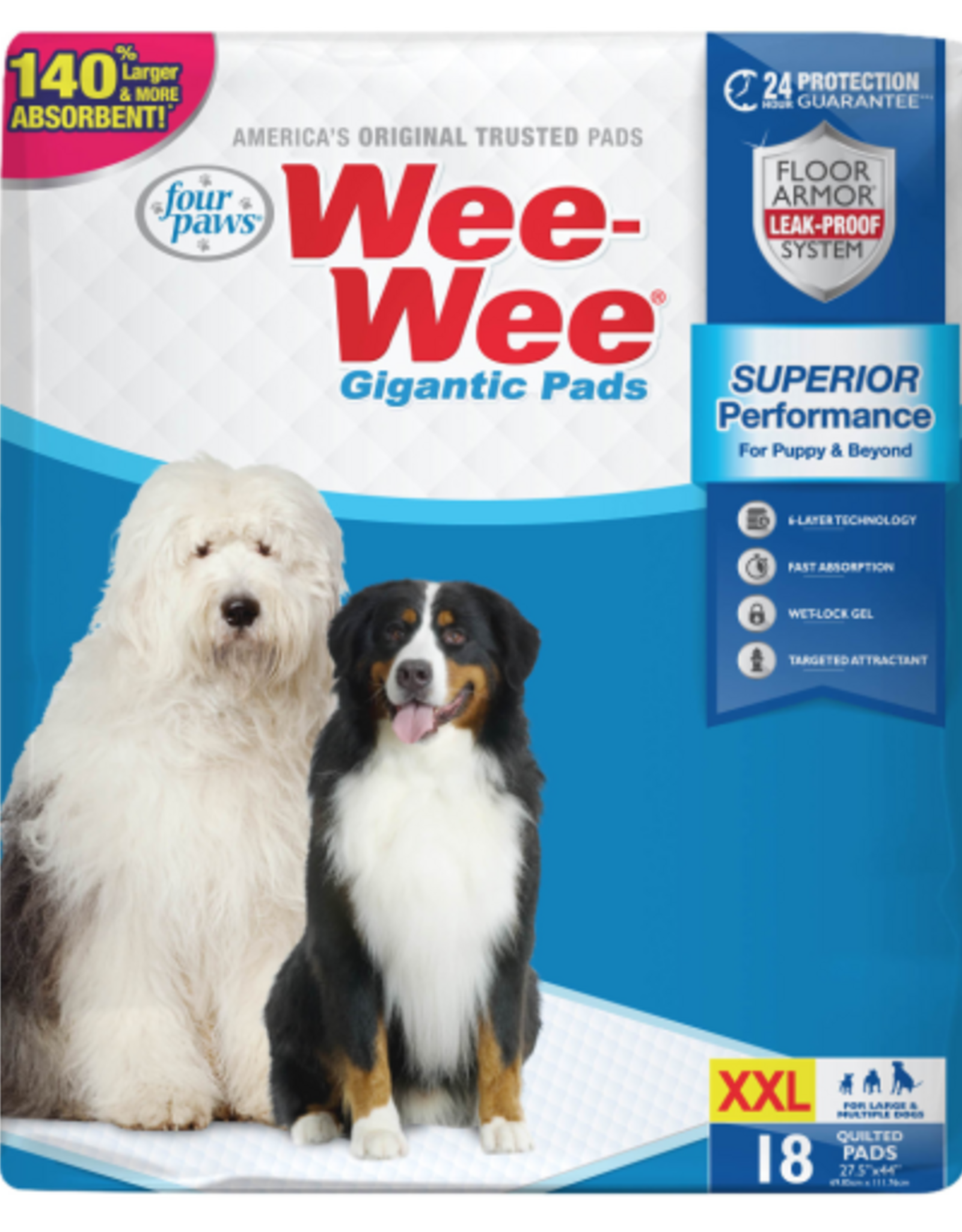 Four Paws Wee-Wee Superior Potty Training Dog & Puppy Pads  Pet Pee Pads  X-Large 21ct