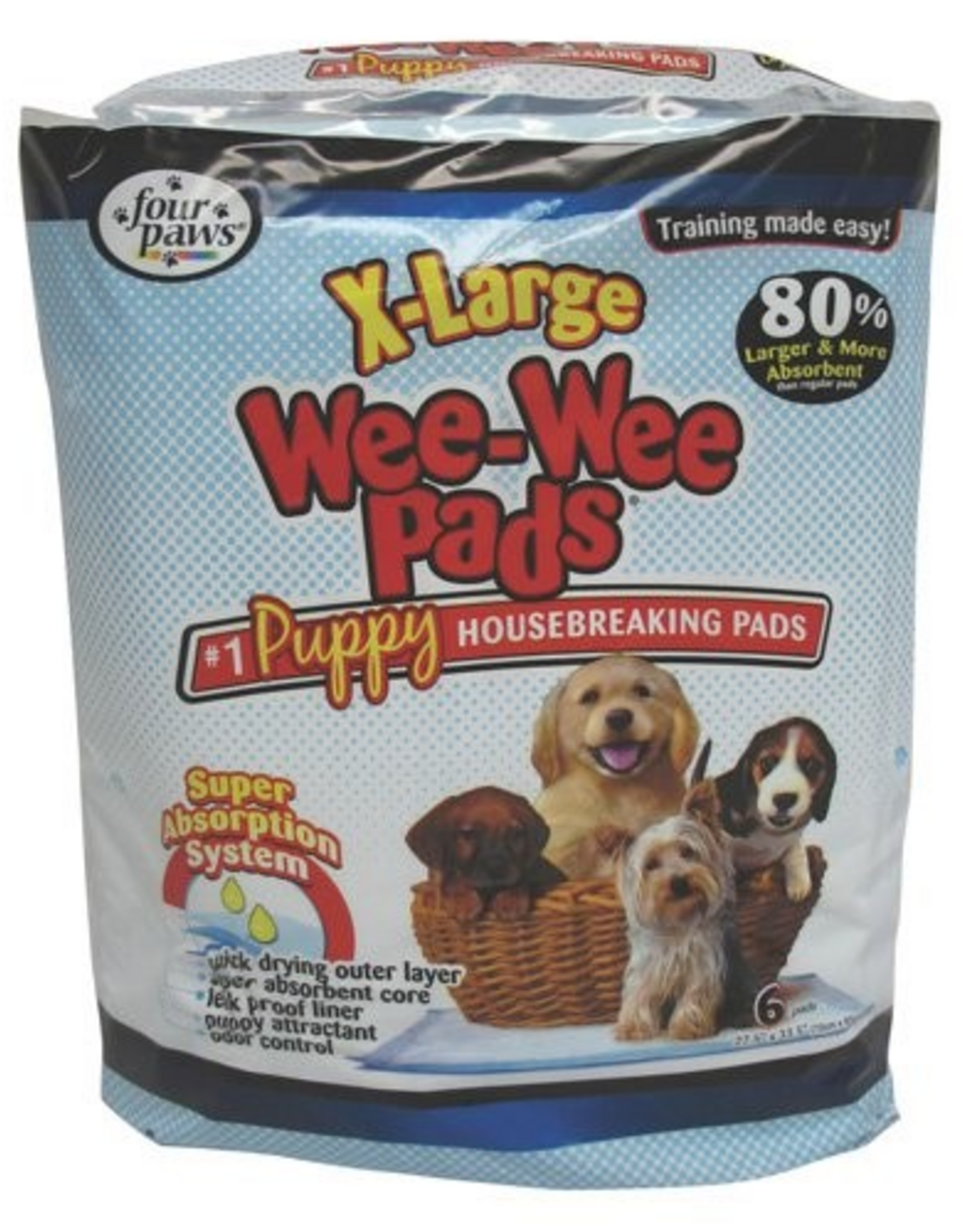 Four Paws Wee-Wee Superior Potty Training Dog & Puppy Pads  Pet Pee Pads  XL  6ct