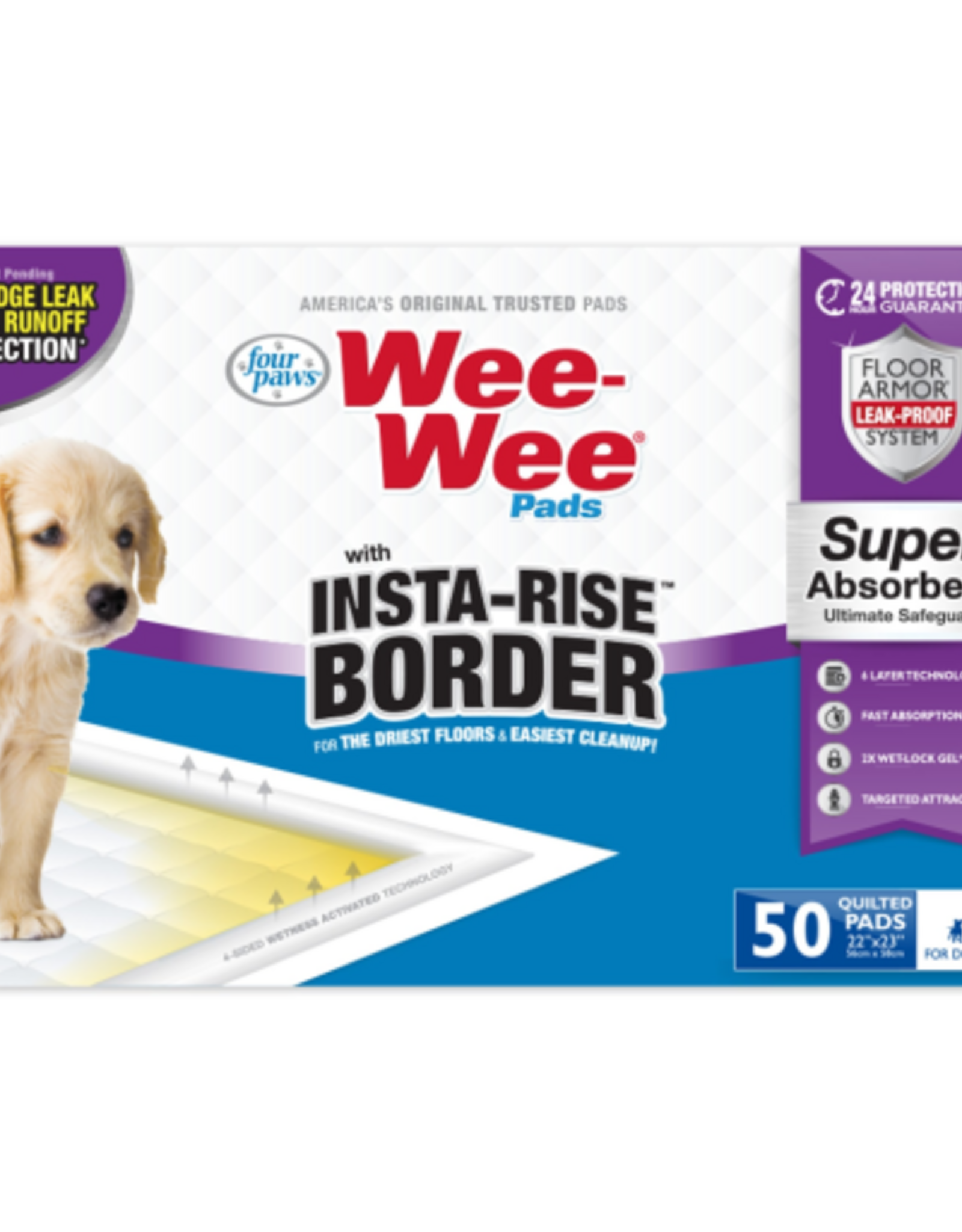 Four Paws Wee-Wee Insta-Rise Border Potty Training Dog & Puppy Pads  Pet Pee Pads  50ct