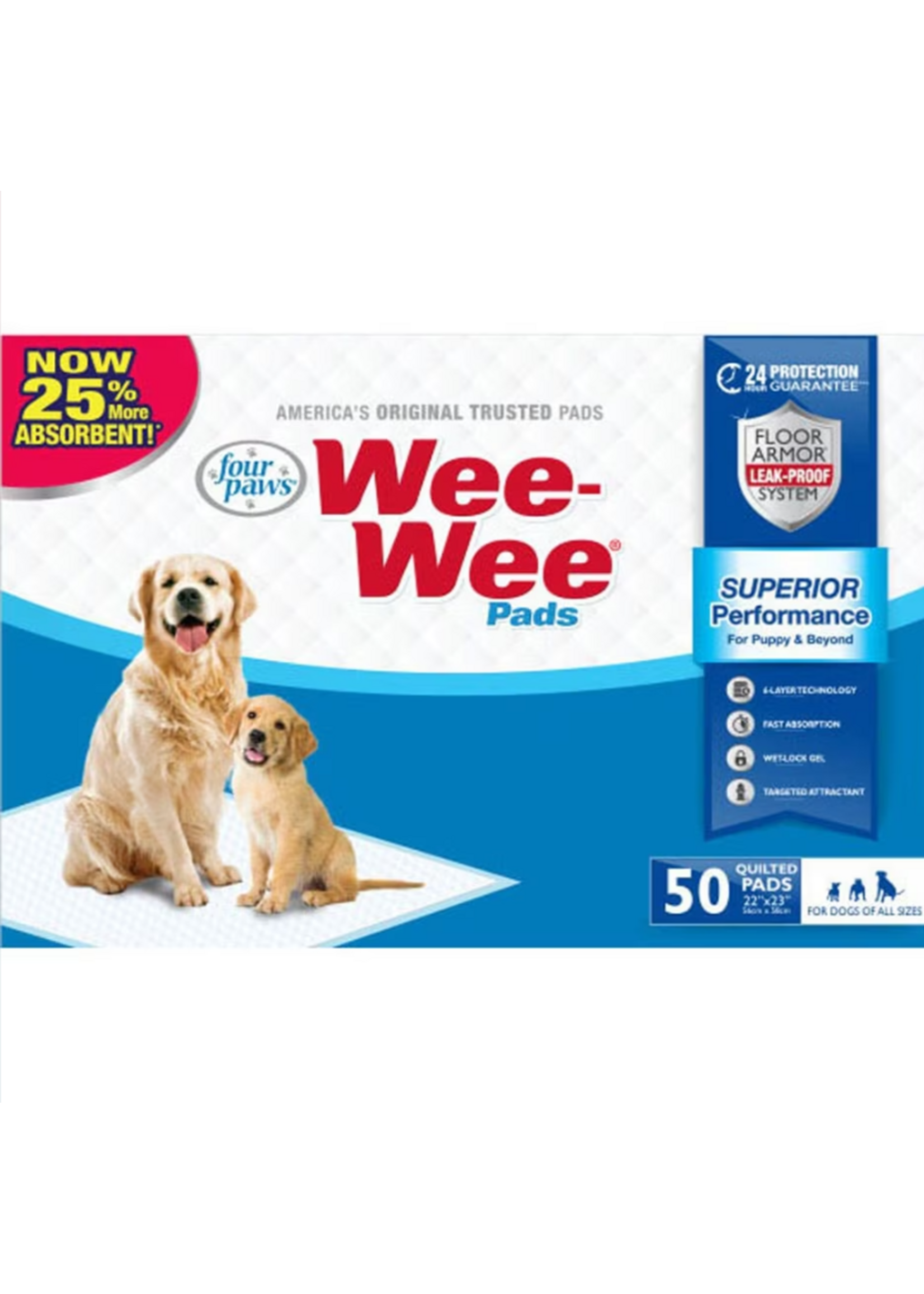 Four Paws Wee-Wee Absorbent Potty Training Dog & Puppy Pads - Standard 50 Count