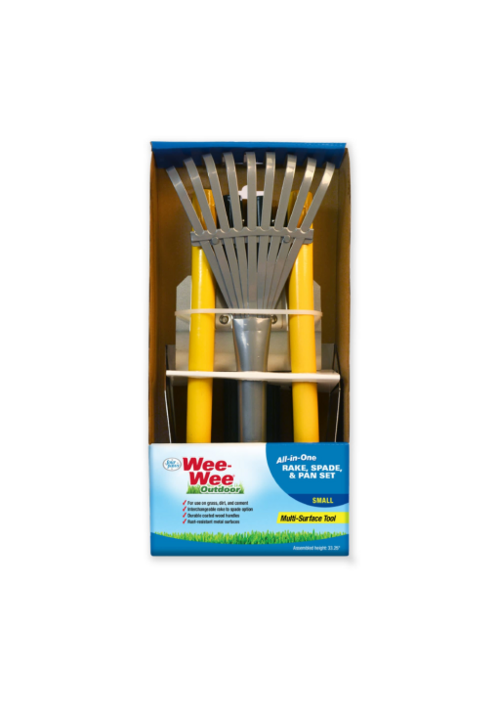 Four Paws Wee-Wee Dog Poop Rake, Spade & Pan, Black Metal & Wood Pooper Scooper Set - Small