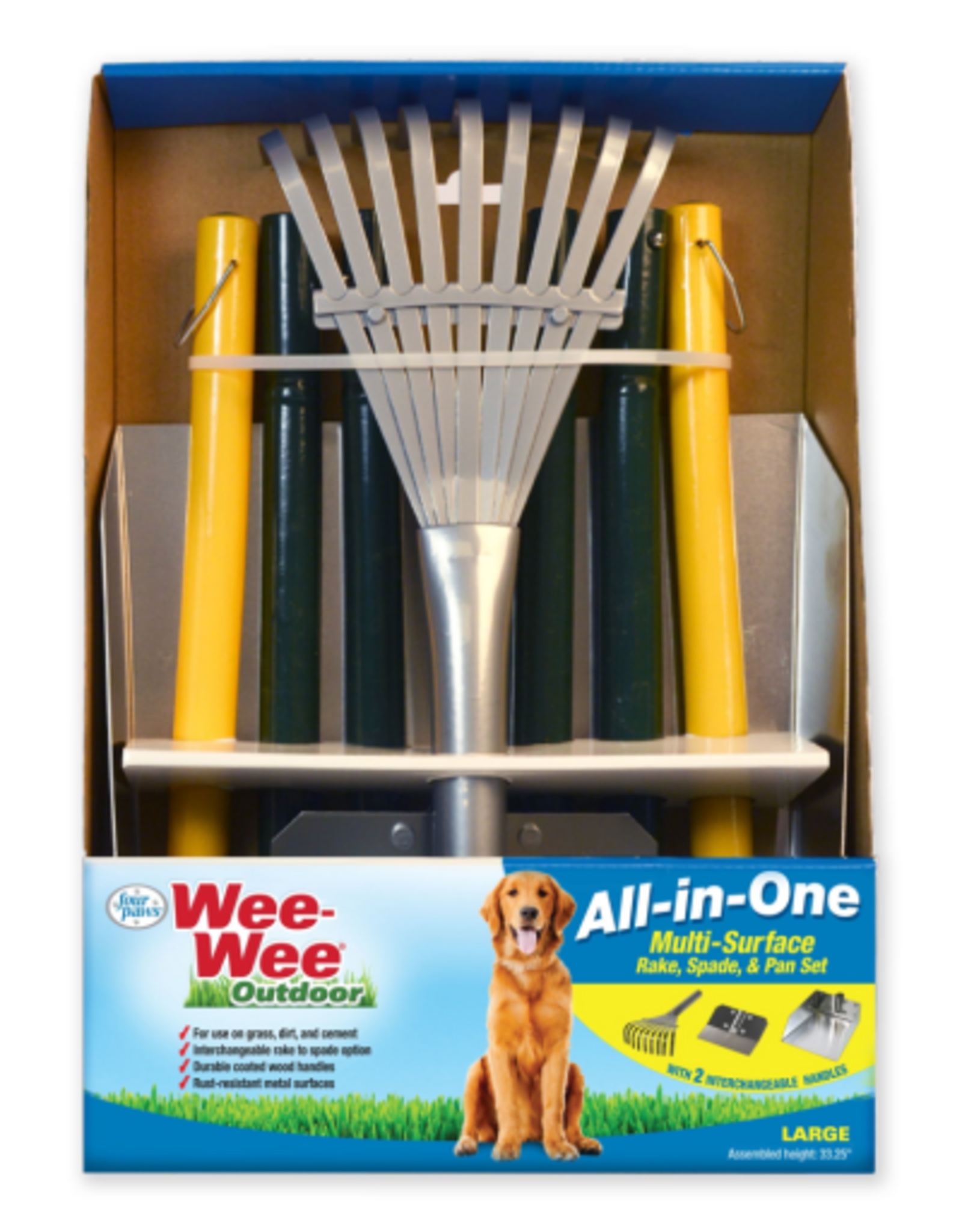 Four Paws Wee-Wee Rake  Spade & Pan  Black Metal & Wood Pooper Scooper Set for Dogs