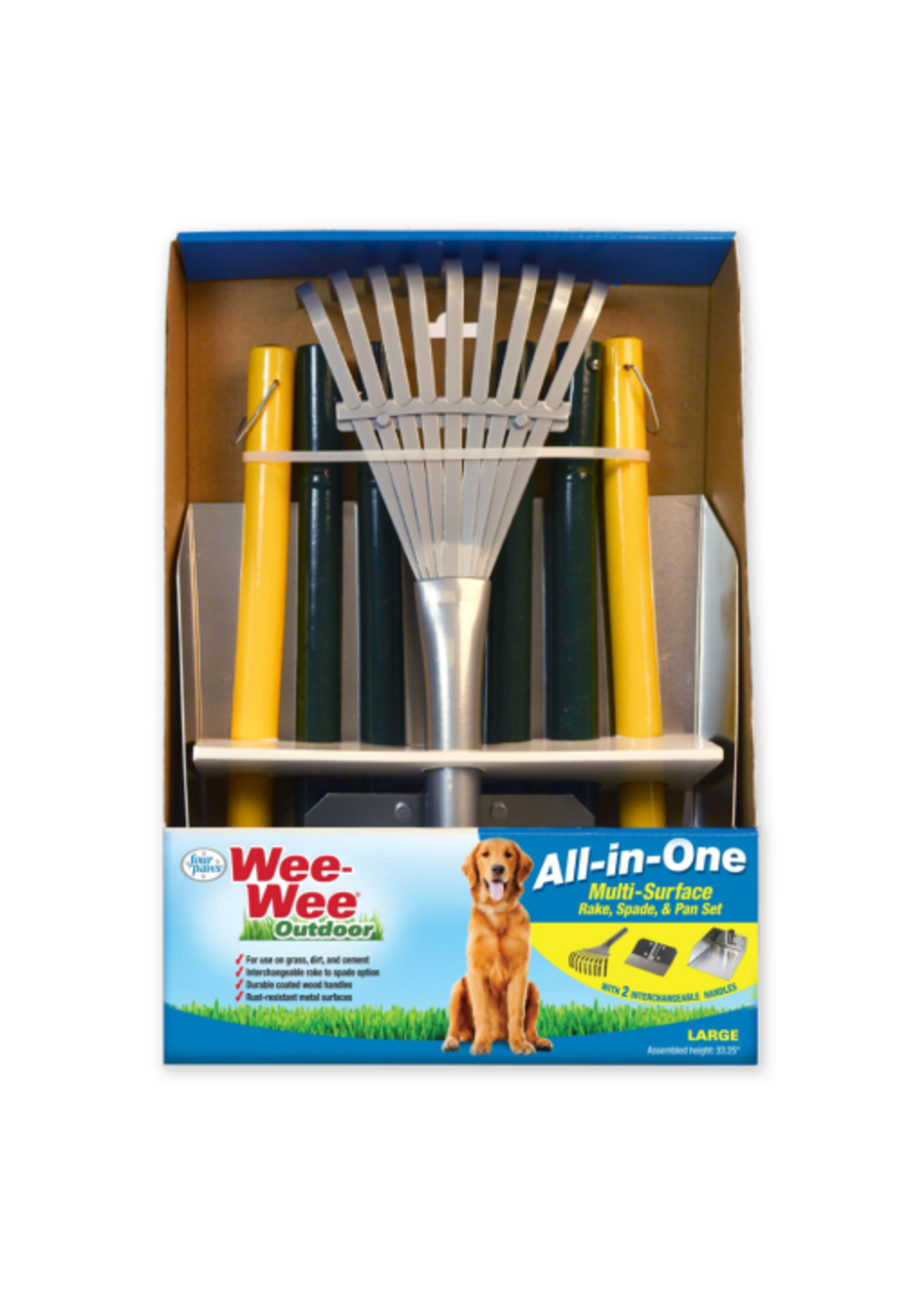 Four Paws Wee-Wee Rake  Spade & Pan  Black Metal & Wood Pooper Scooper Set for Dogs