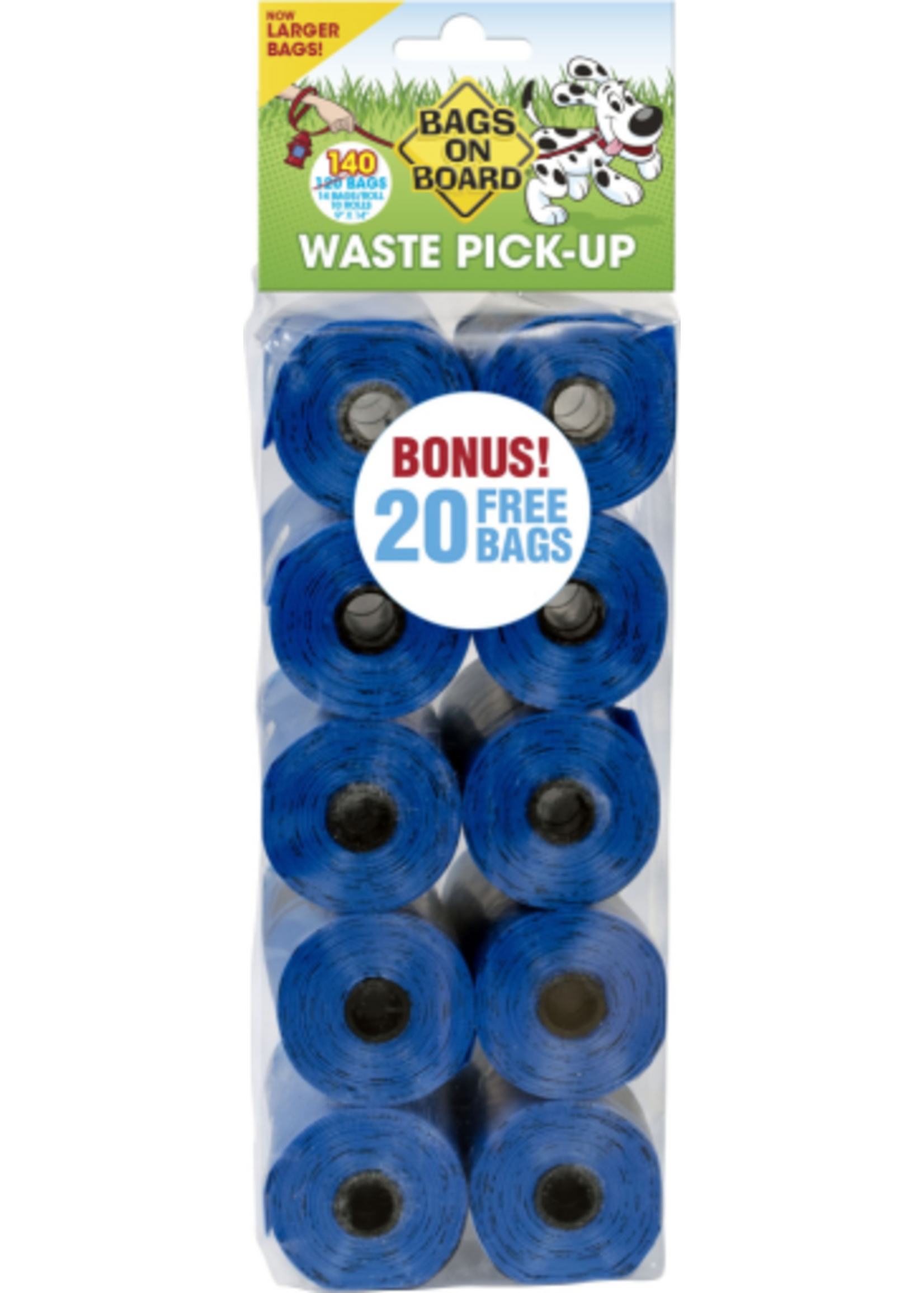 Bags on Board Doggie Clean-up Bags, 140 Count, 9 in, Blue
