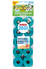 Bags on Board Ocean Breeze Scent Doggie Clean-up Bags, 140 Count, 9 in, Green