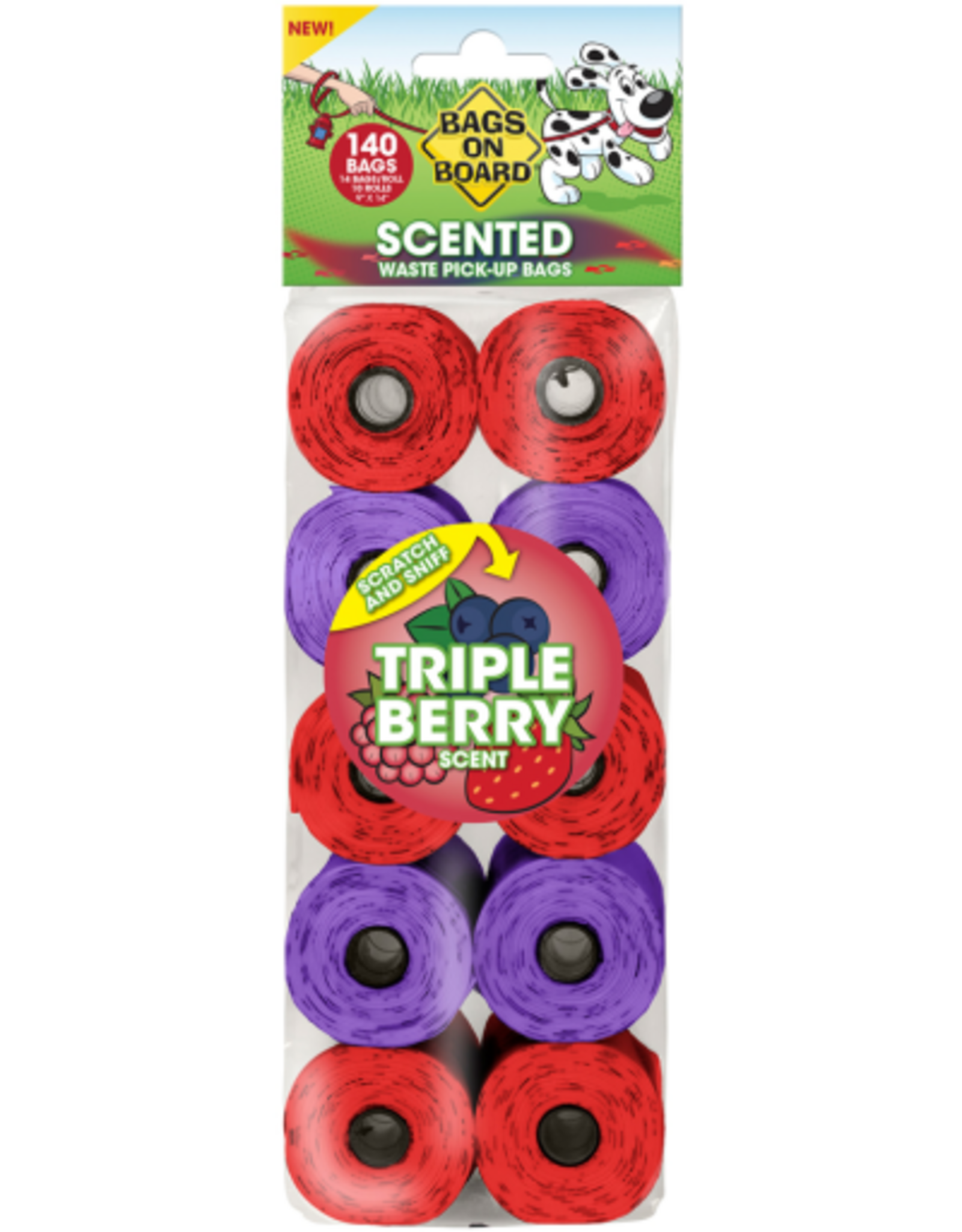 Bags on Board Triple Berry Scented Refill Bags, 140 Count, Red / Purple