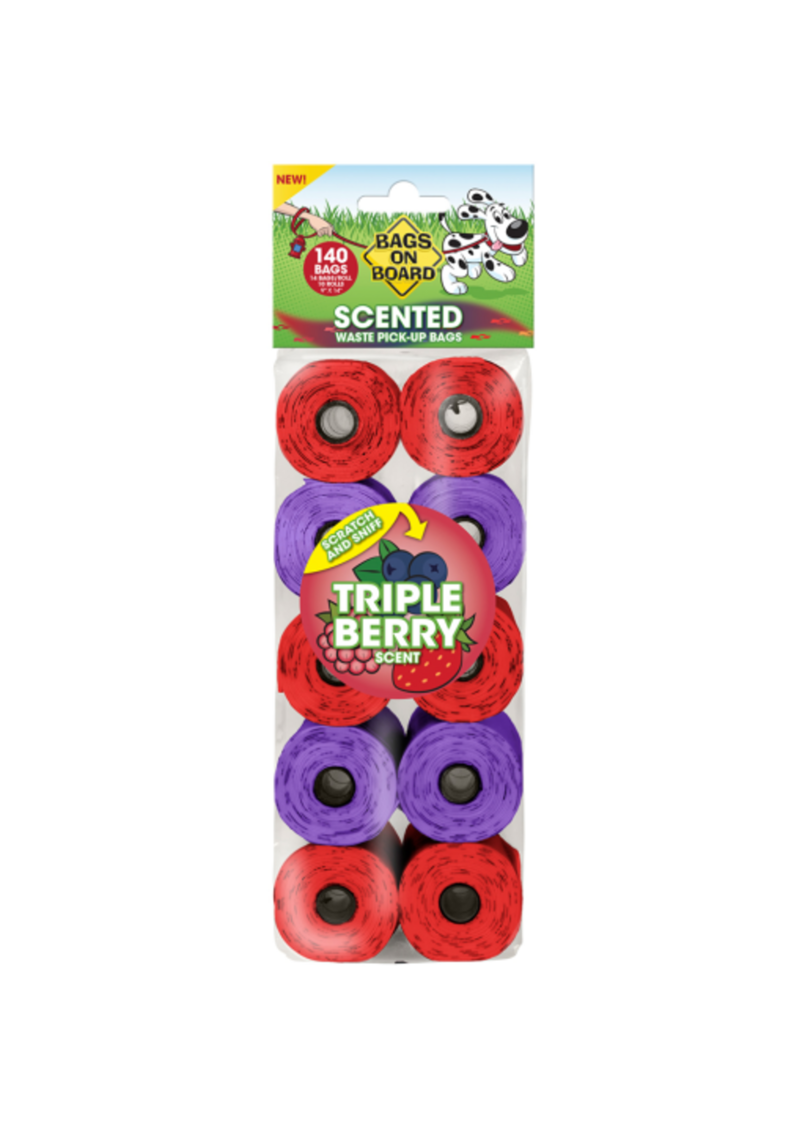 Bags on Board Triple Berry Scented Refill Bags, 140 Count, Red / Purple