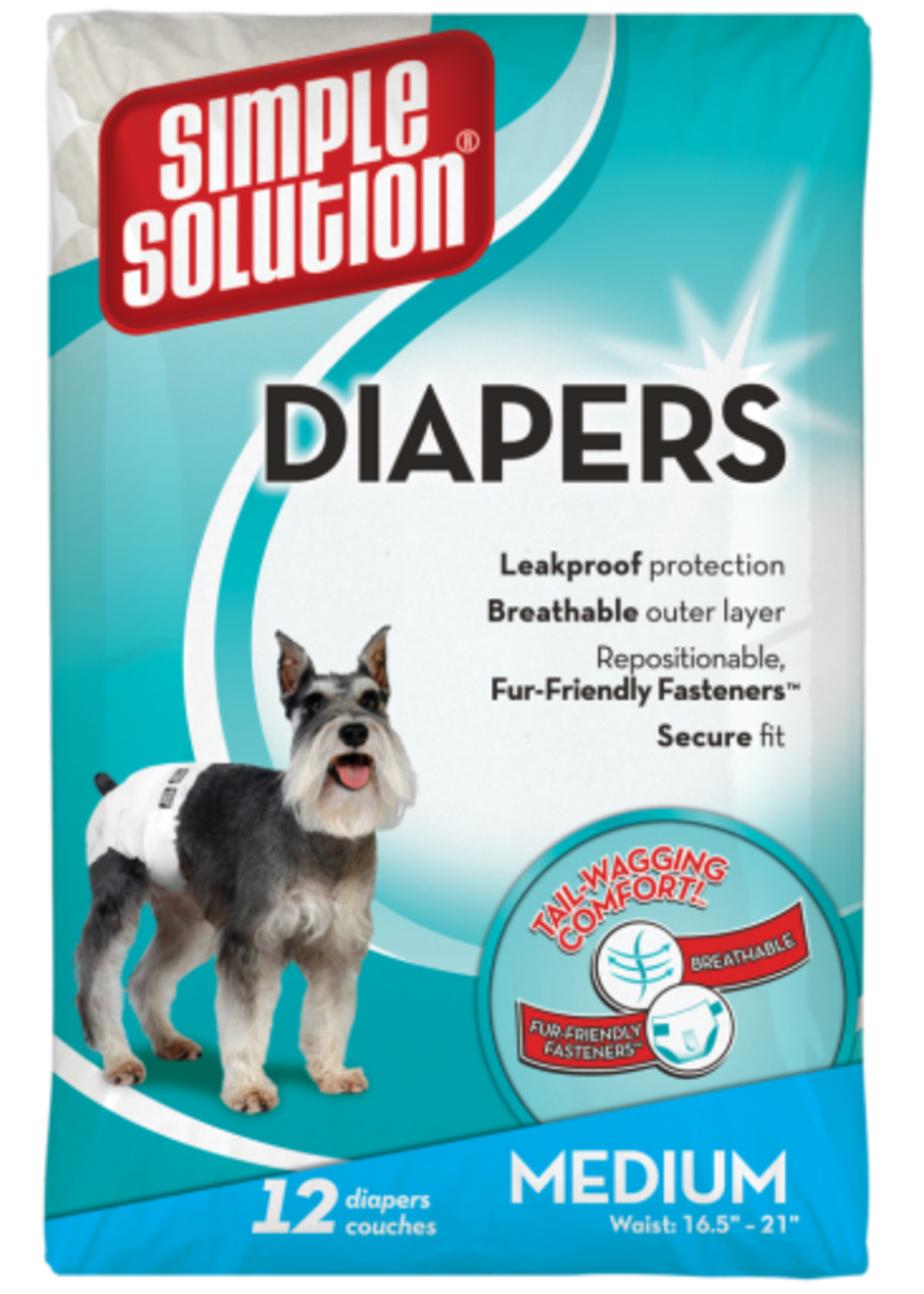 Simple Solution Simple Solution Disposable Female Dog Diapers  Medium  12 pack