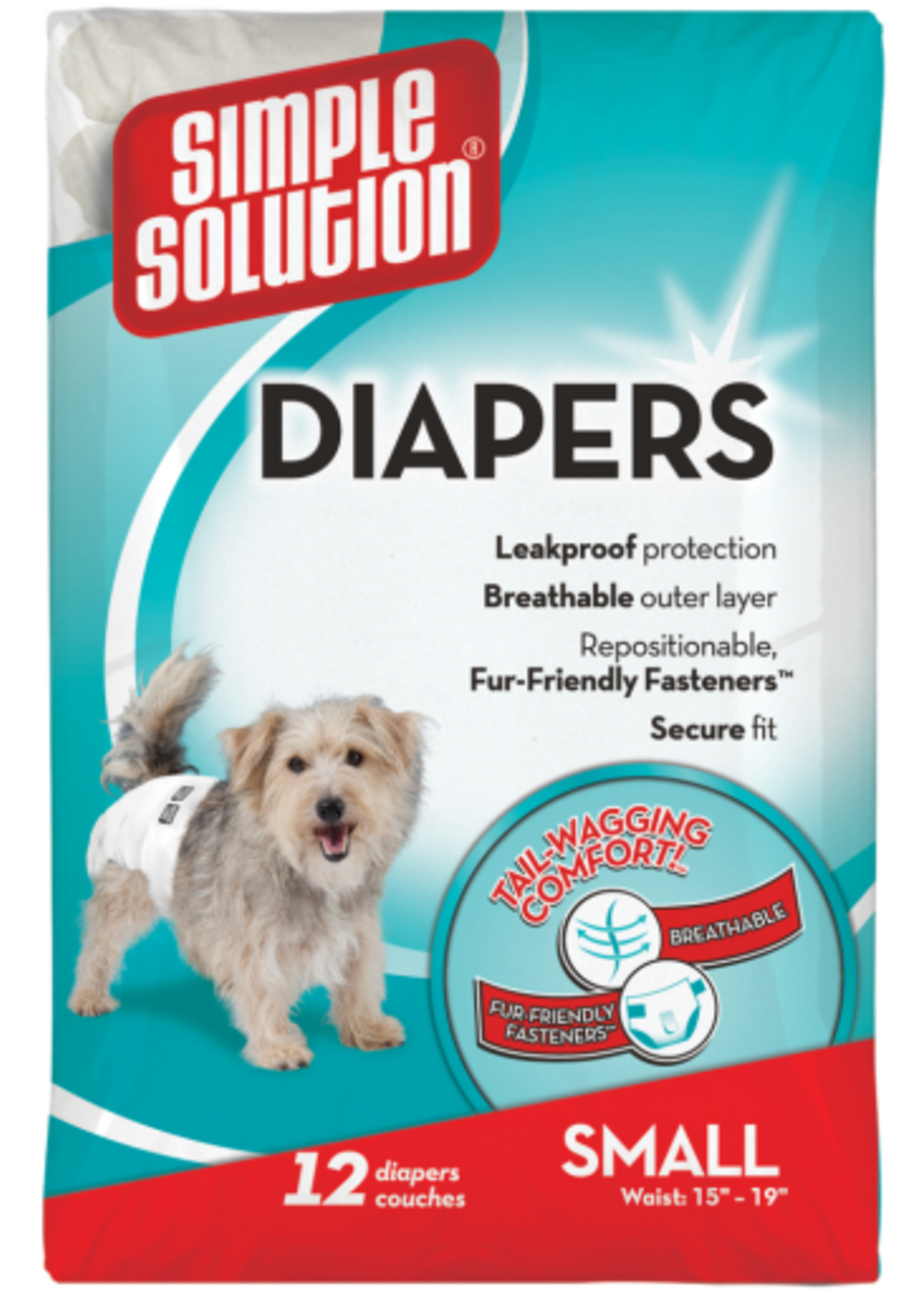 Simple Solution Simple Solution Disposable Dog Diapers for Female Dogs | Super Absorbent Leak-Proof Fit | Small | 12 Count