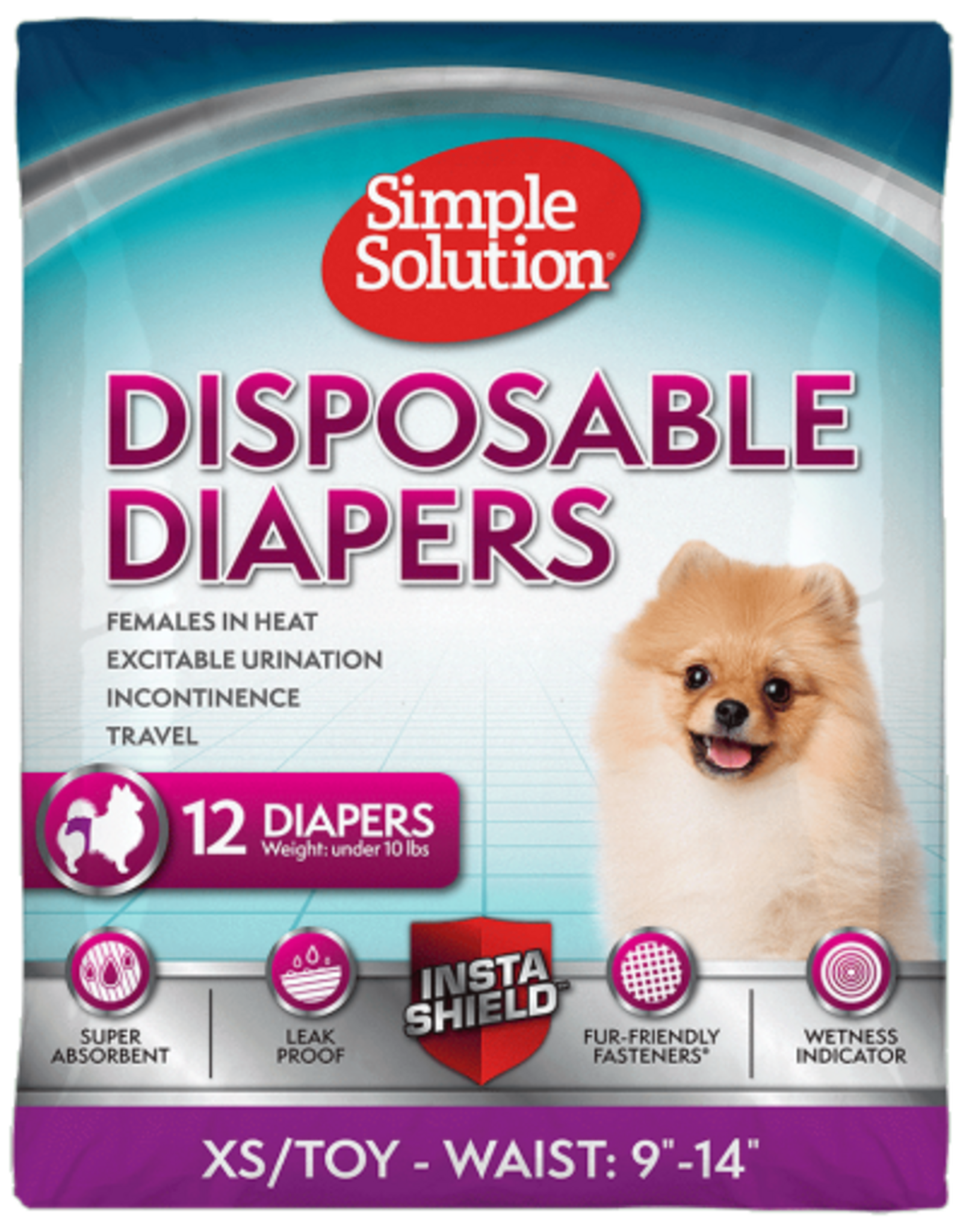 Simple Solution Simple Solution True Fit Disposable Dog Diapers for Female Dogs | XS/Toy | 12 Count