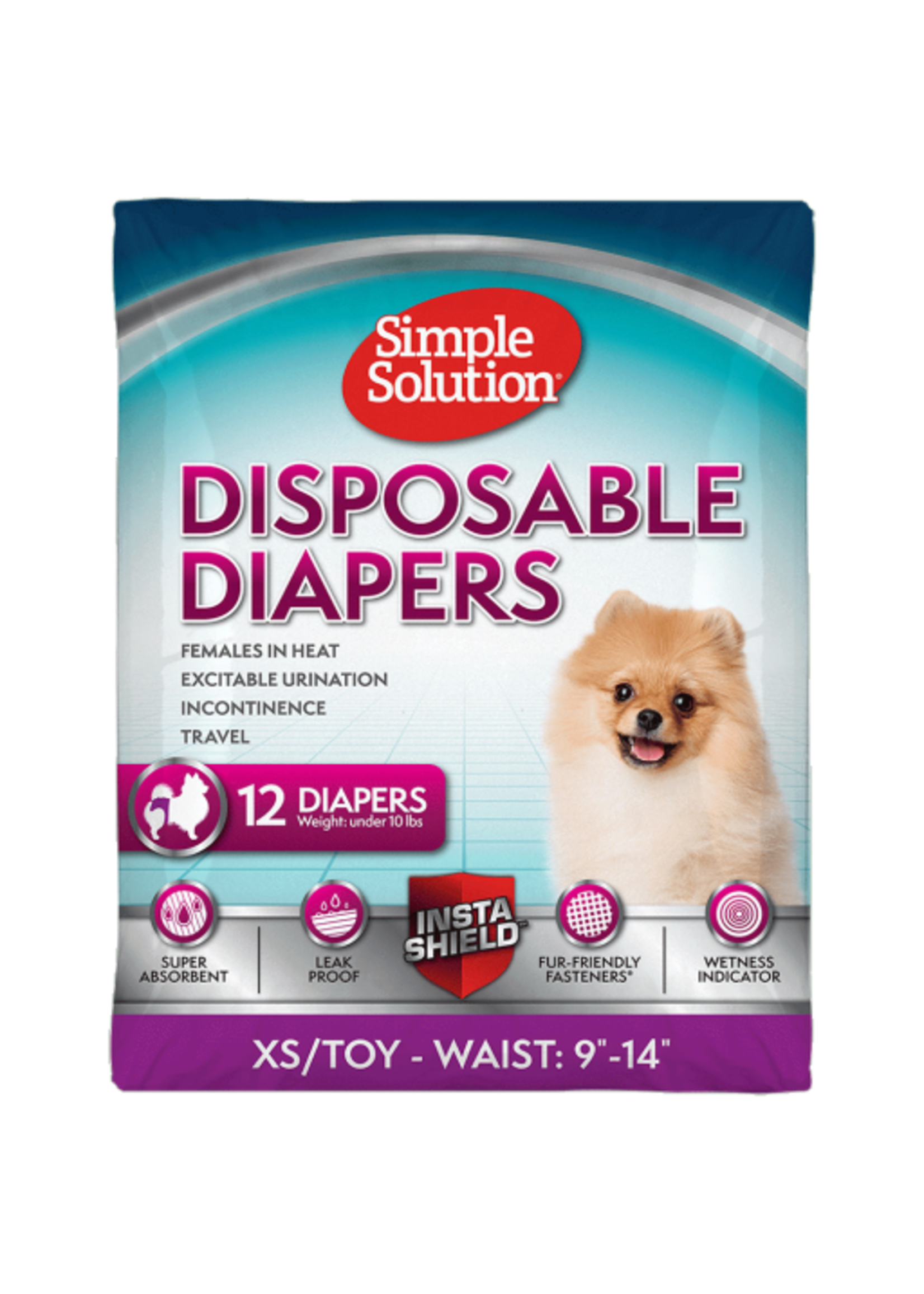 Simple Solution Simple Solution True Fit Disposable Dog Diapers for Female Dogs | XS/Toy | 12 Count