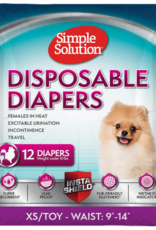 Simple Solution Simple Solution True Fit Disposable Dog Diapers for Female Dogs | XS/Toy | 12 Count